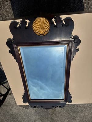 Henkel Harris Mahogany Chippendale Shell Mirror Looking Glass 36x19” - Image 1