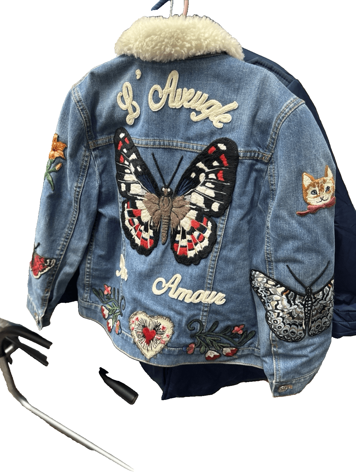 Gucci Demin Jacket size 6 Floral Embroidered Butterfly L’Aveugle Par Amour - Image 1