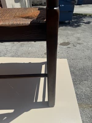 Antique Slat High Ladderback Rush Seats Armchair Vintage English Lancaster - Thumbnail 7