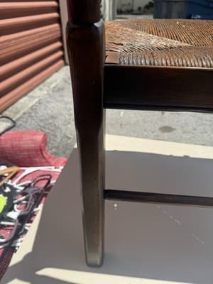Antique Slat High Ladderback Rush Seats Armchair Vintage English Lancaster - Thumbnail 8