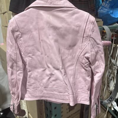 $295 Polo Ralph Lauren Leather Jacket Size 7 Pink Small Defect - Thumbnail 5