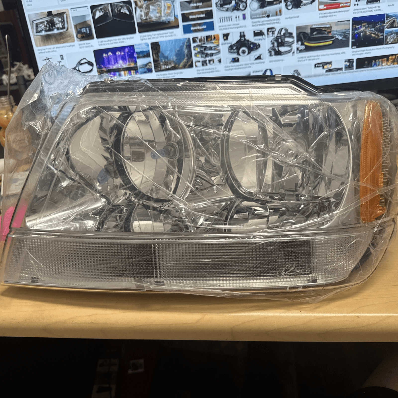 Headlight Assembly Chrome Housing Clear Lens Fit 99-04 Grand Cherokee - Image 1