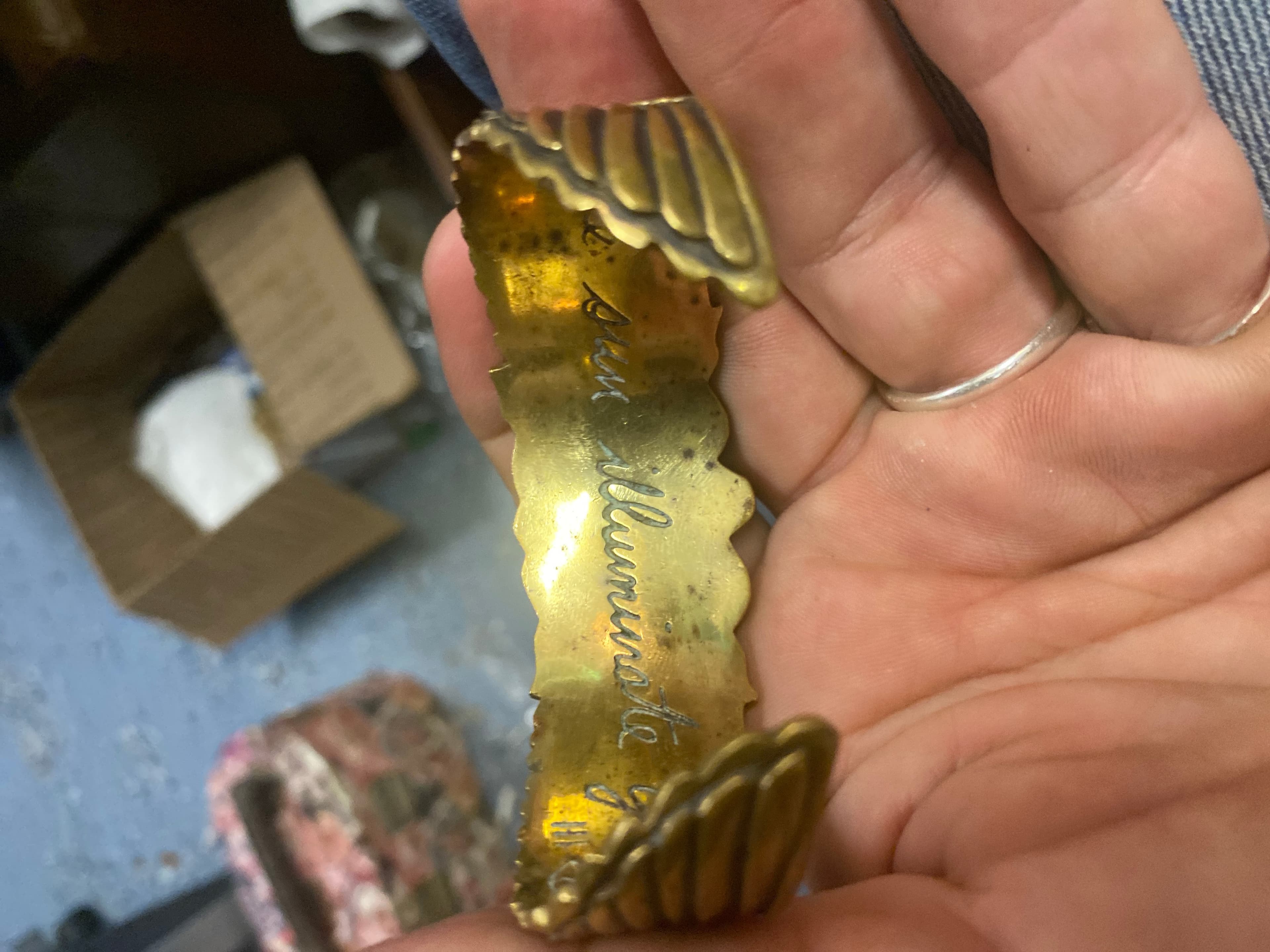 Silver bronze, and turquoise bracelet - Thumbnail 2