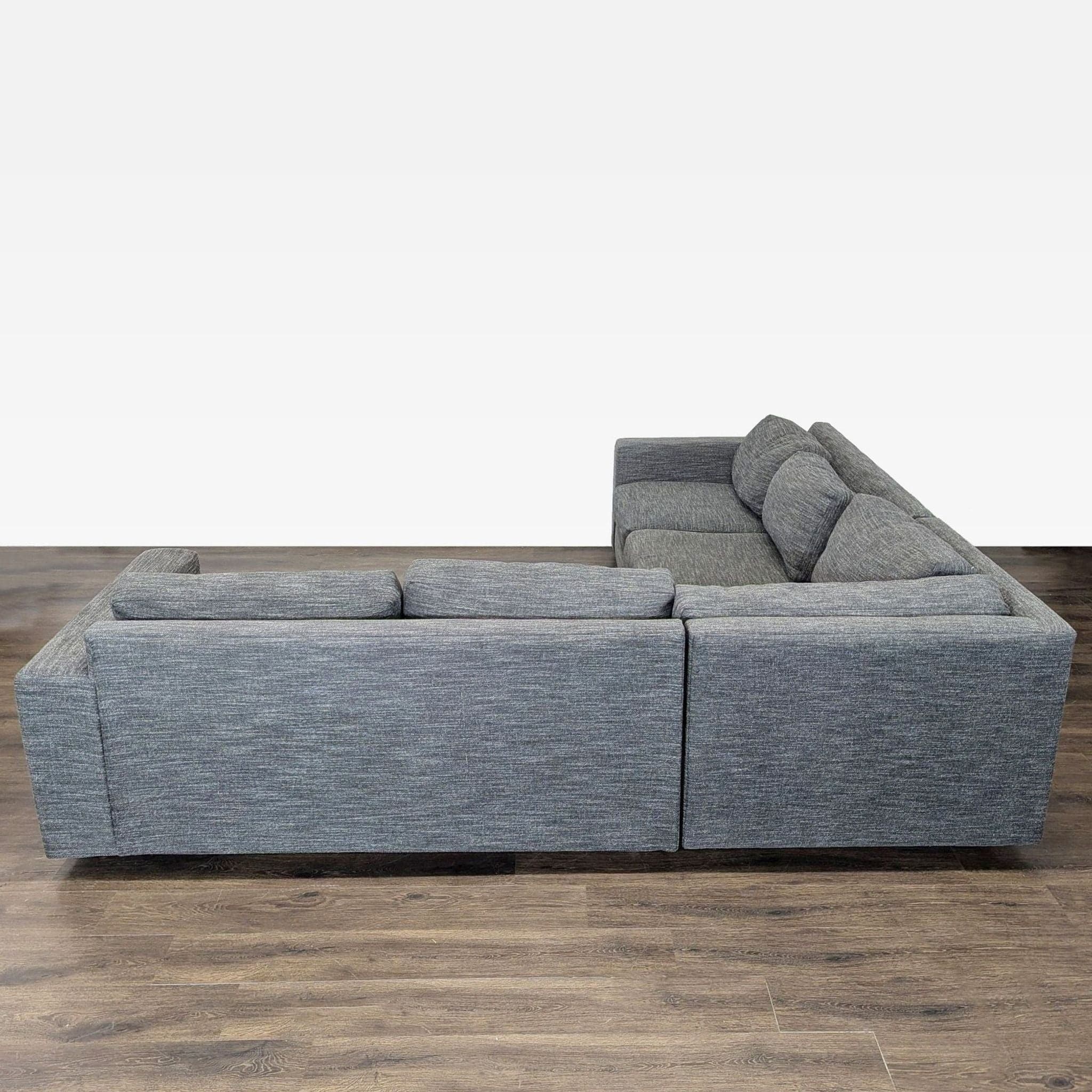 West Elm Urban Modern Gray Fabric Sectional Sofa - Spacious and Comfortable - Thumbnail 3
