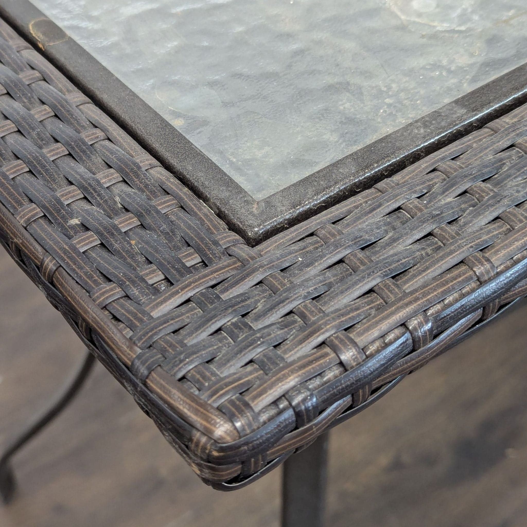 3-Piece Patio Bistro Set with Glass Top Table and 2 Wicker Chairs - Thumbnail 5