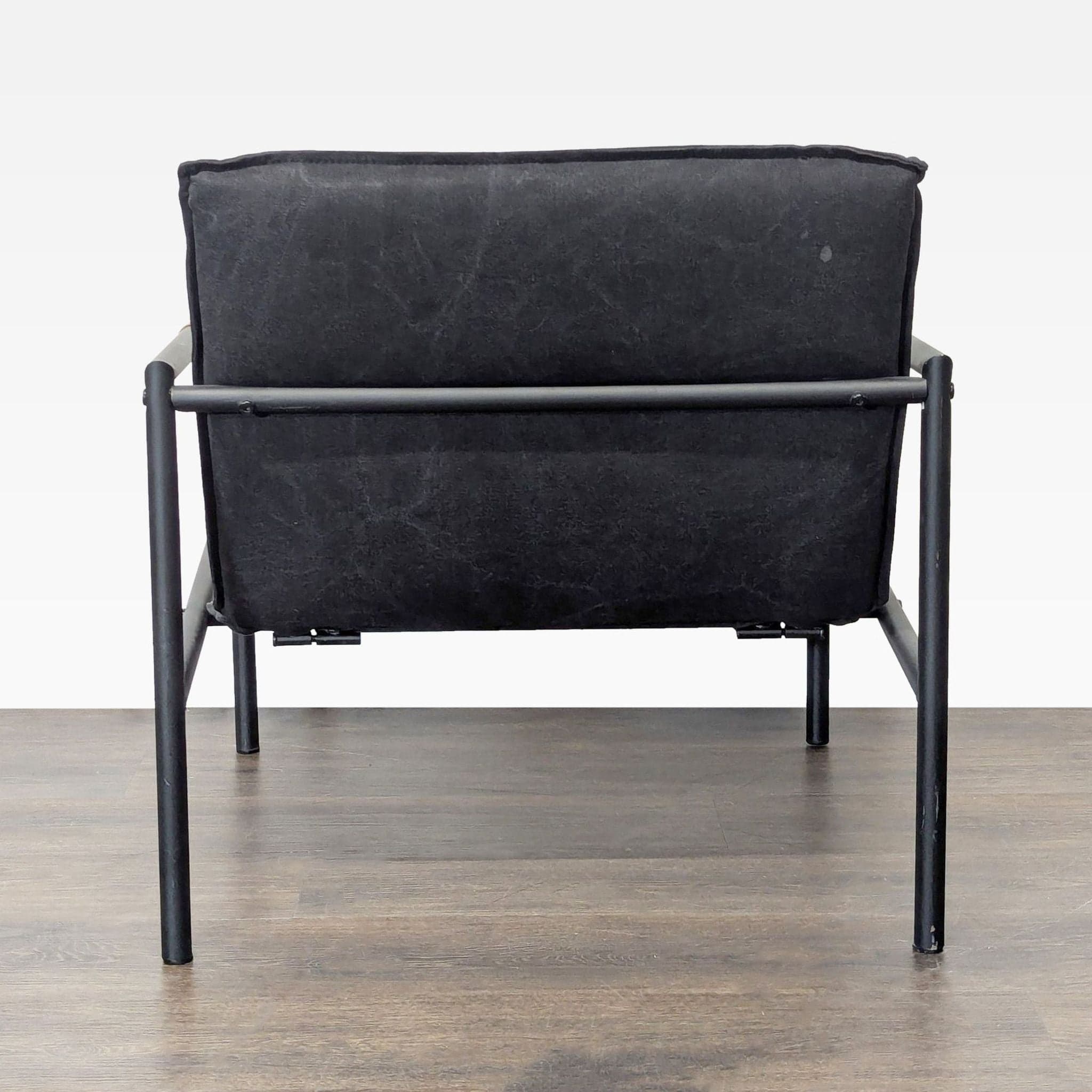 Sauder Boulevard Modern Black Lounge Chair with Metal Frame and Wood Accents - Thumbnail 7