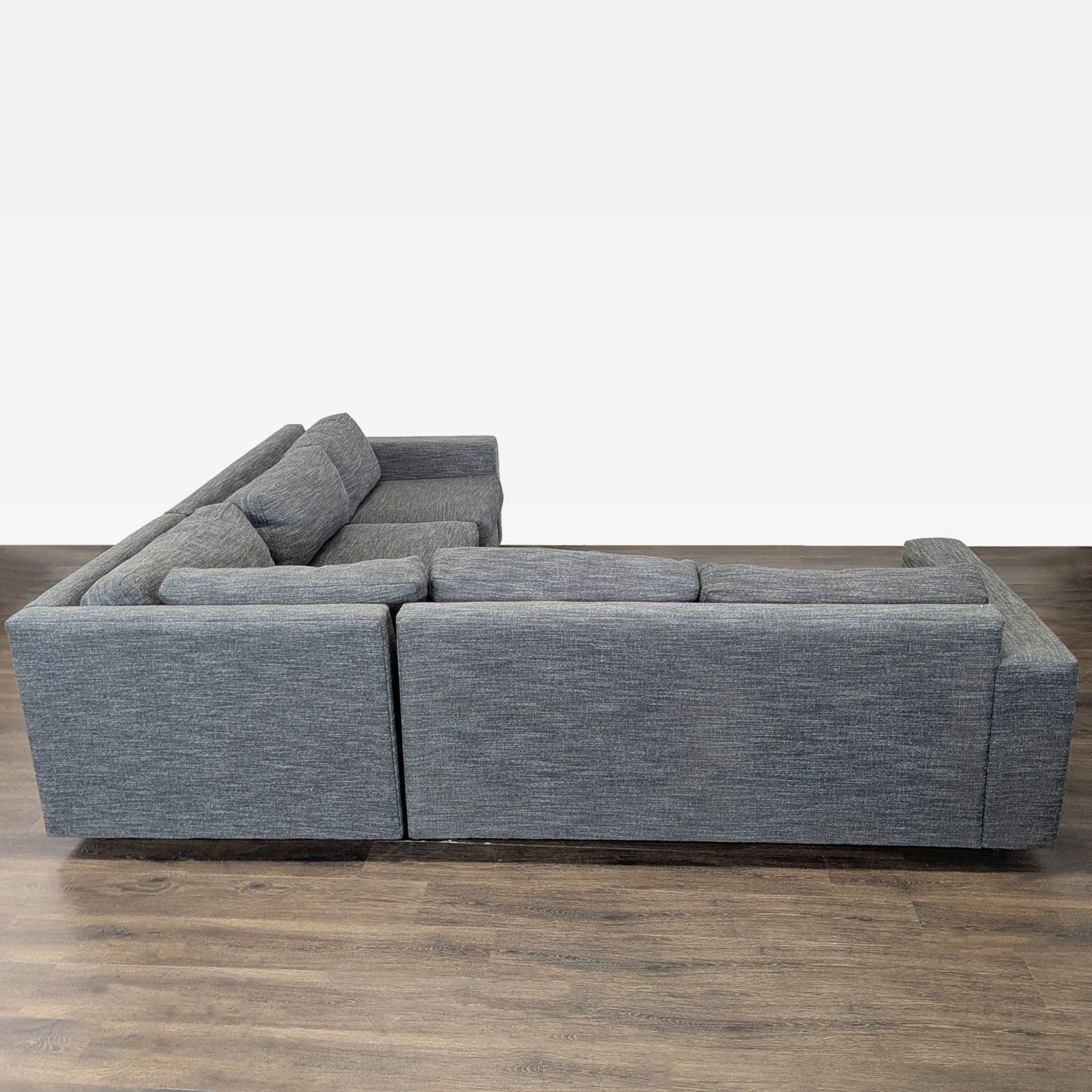 West Elm Urban Modern Gray Fabric Sectional Sofa - Spacious and Comfortable - Thumbnail 4