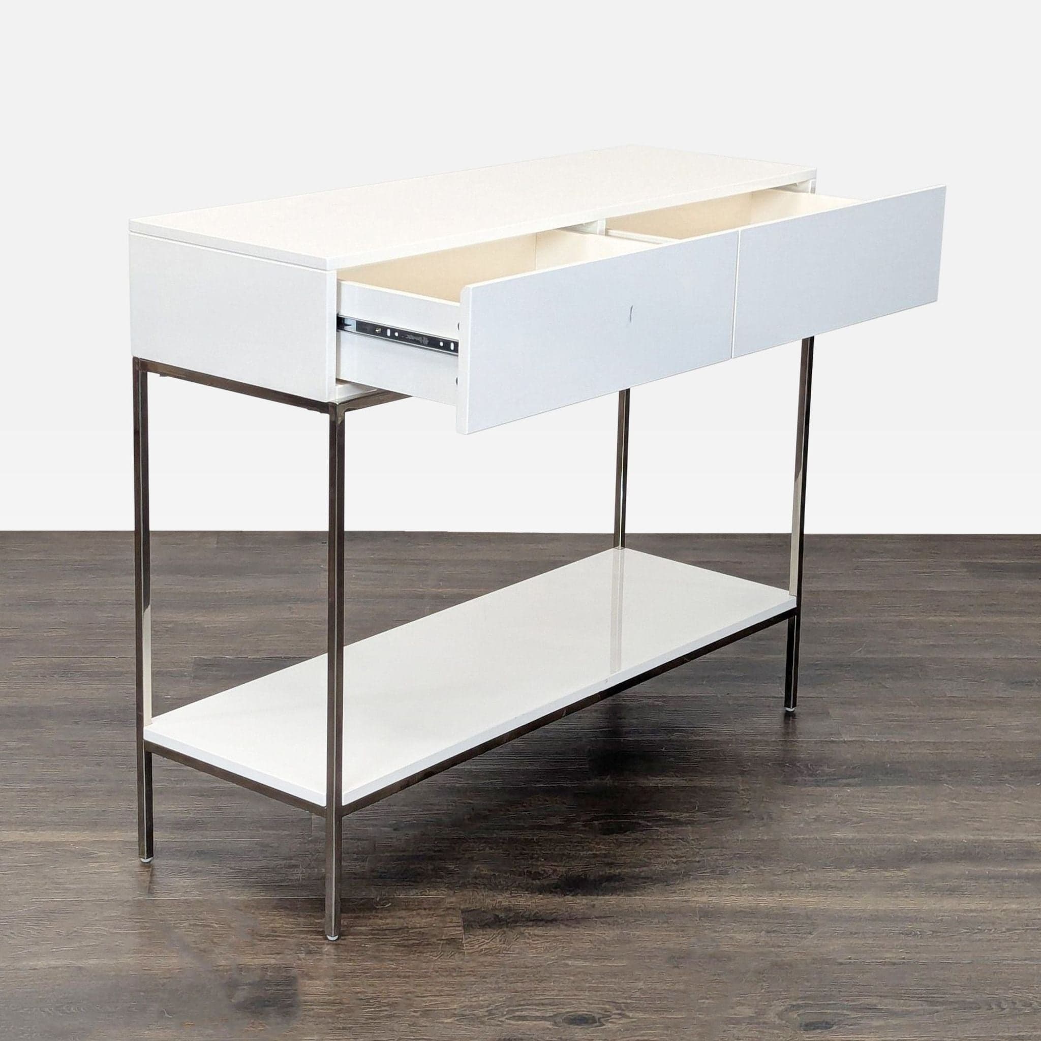 West Elm White Lacquer Storage Console - Thumbnail 2