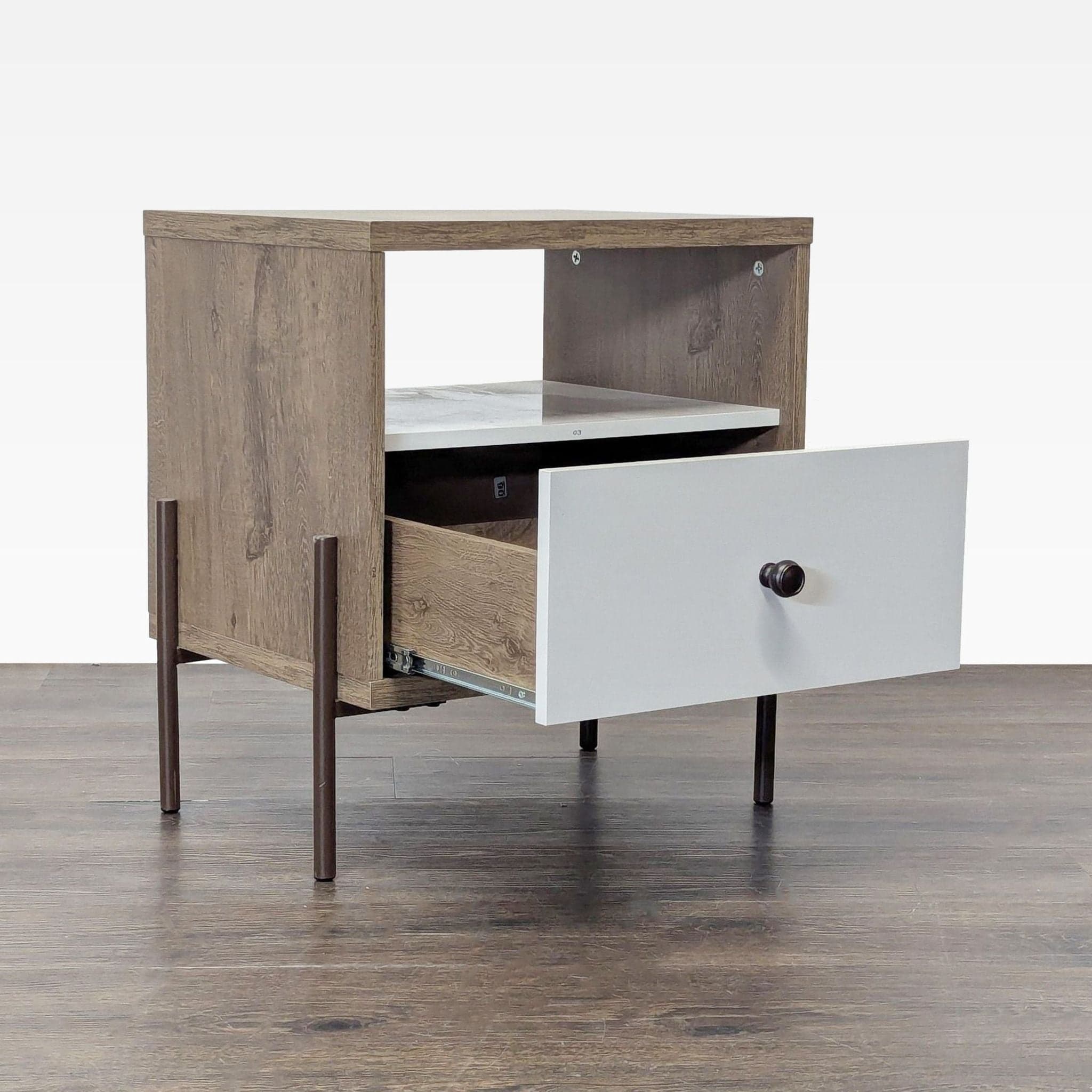 One Drawer Nightstand with Open Shelf - Thumbnail 2