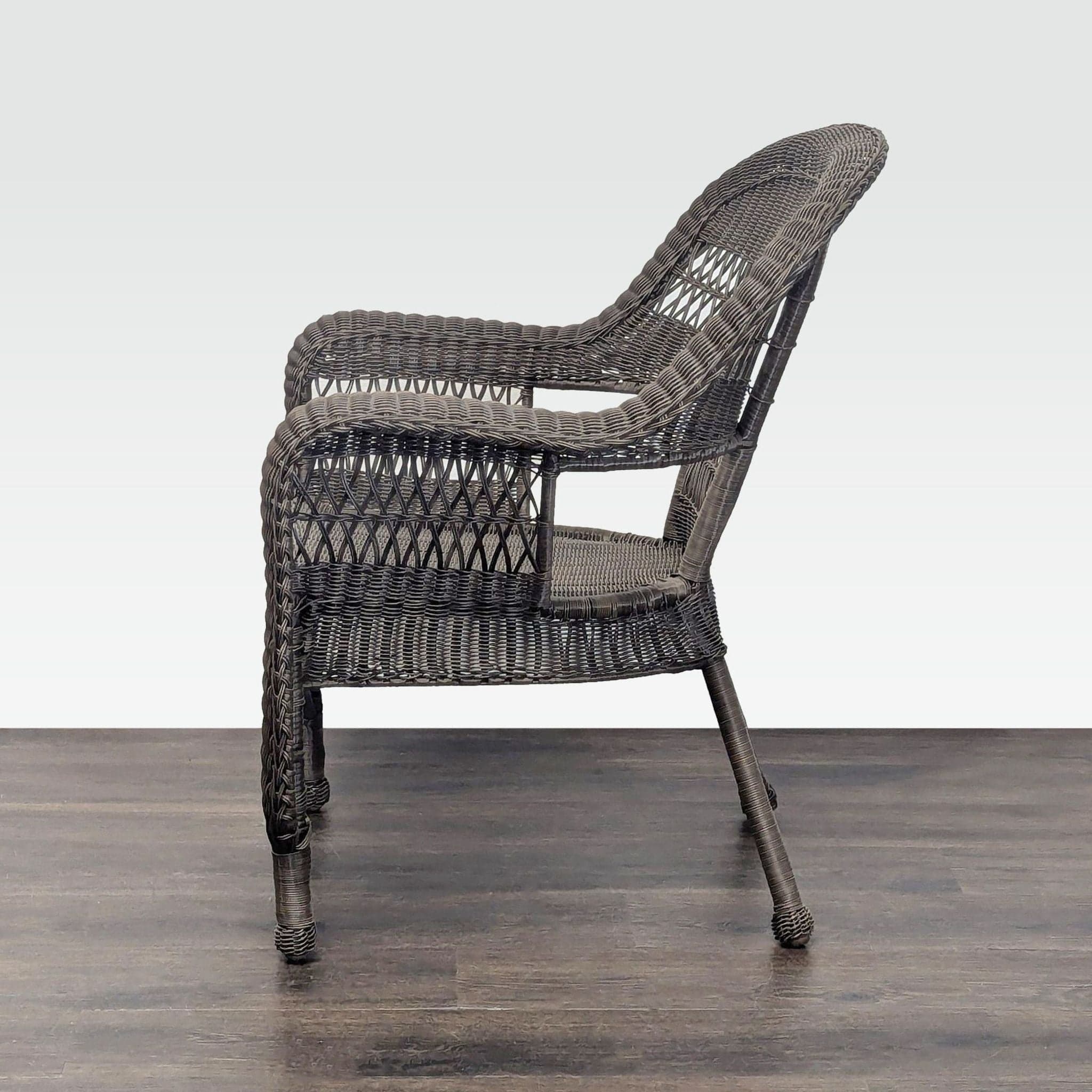 Classic Brown Wicker Outdoor Arm Chair - Sturdy and Stylish - Thumbnail 3