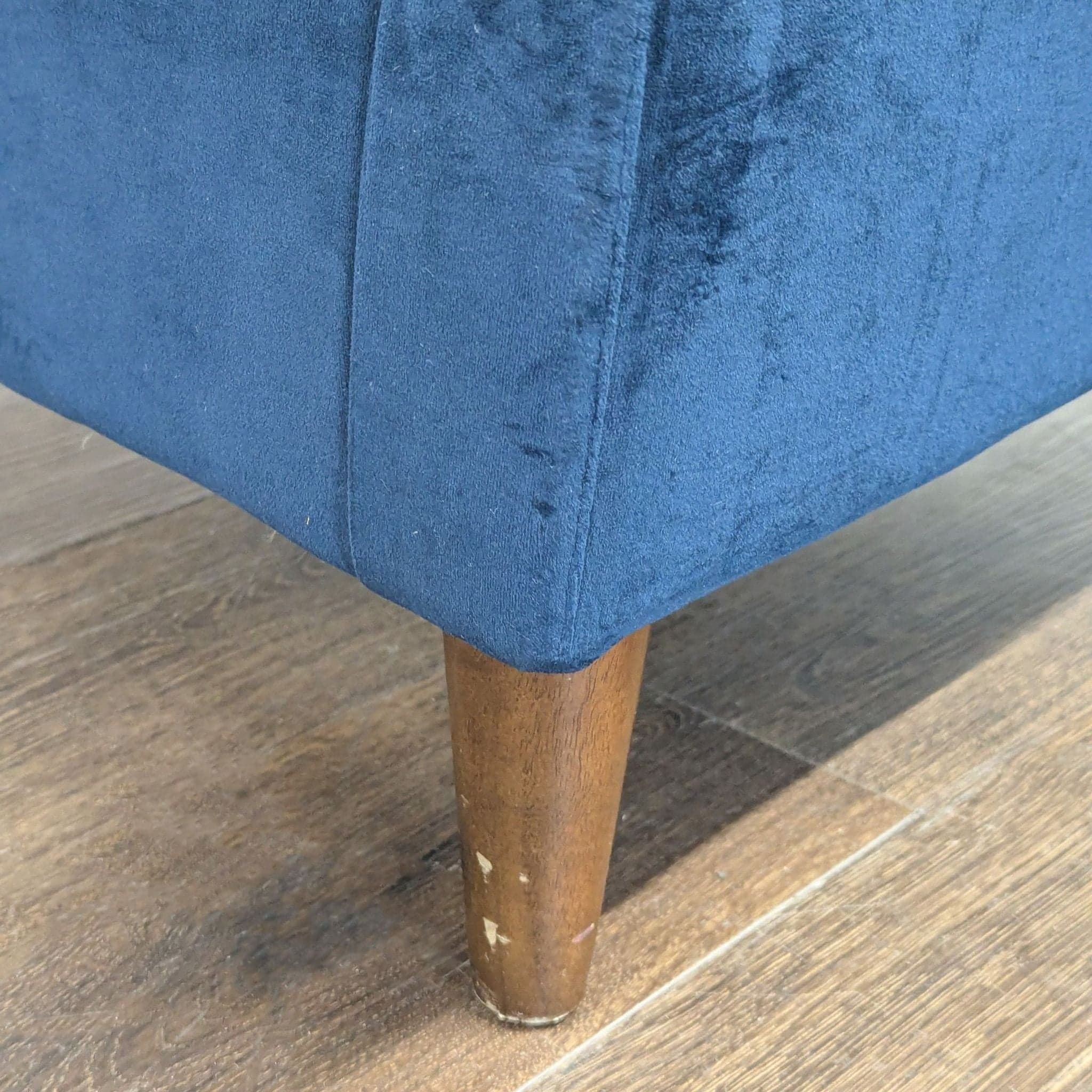 West Elm Everett Blue Velvet Lounge Chair - Modern Accent Armchair - Thumbnail 5