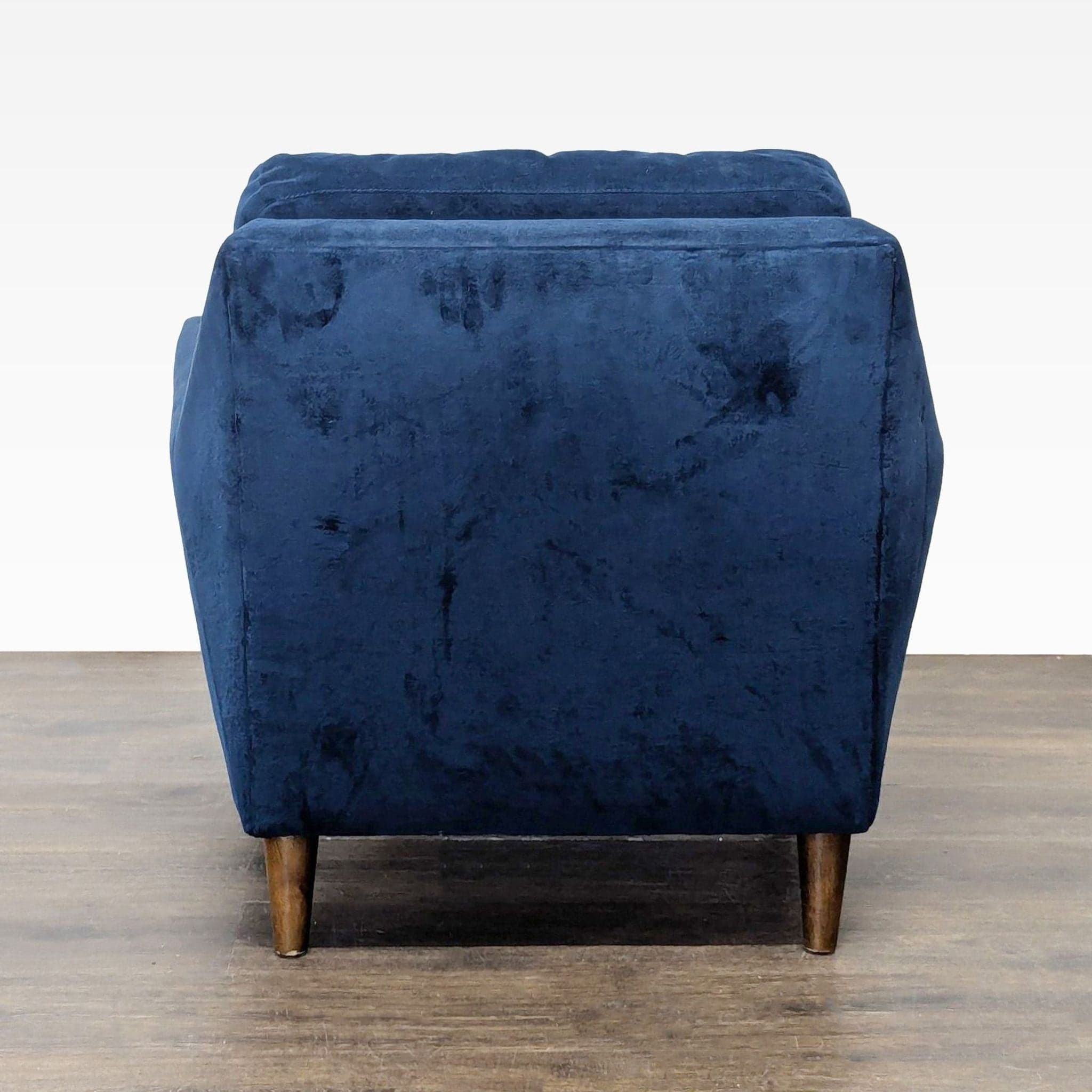 West Elm Everett Blue Velvet Lounge Chair - Modern Accent Armchair - Thumbnail 3
