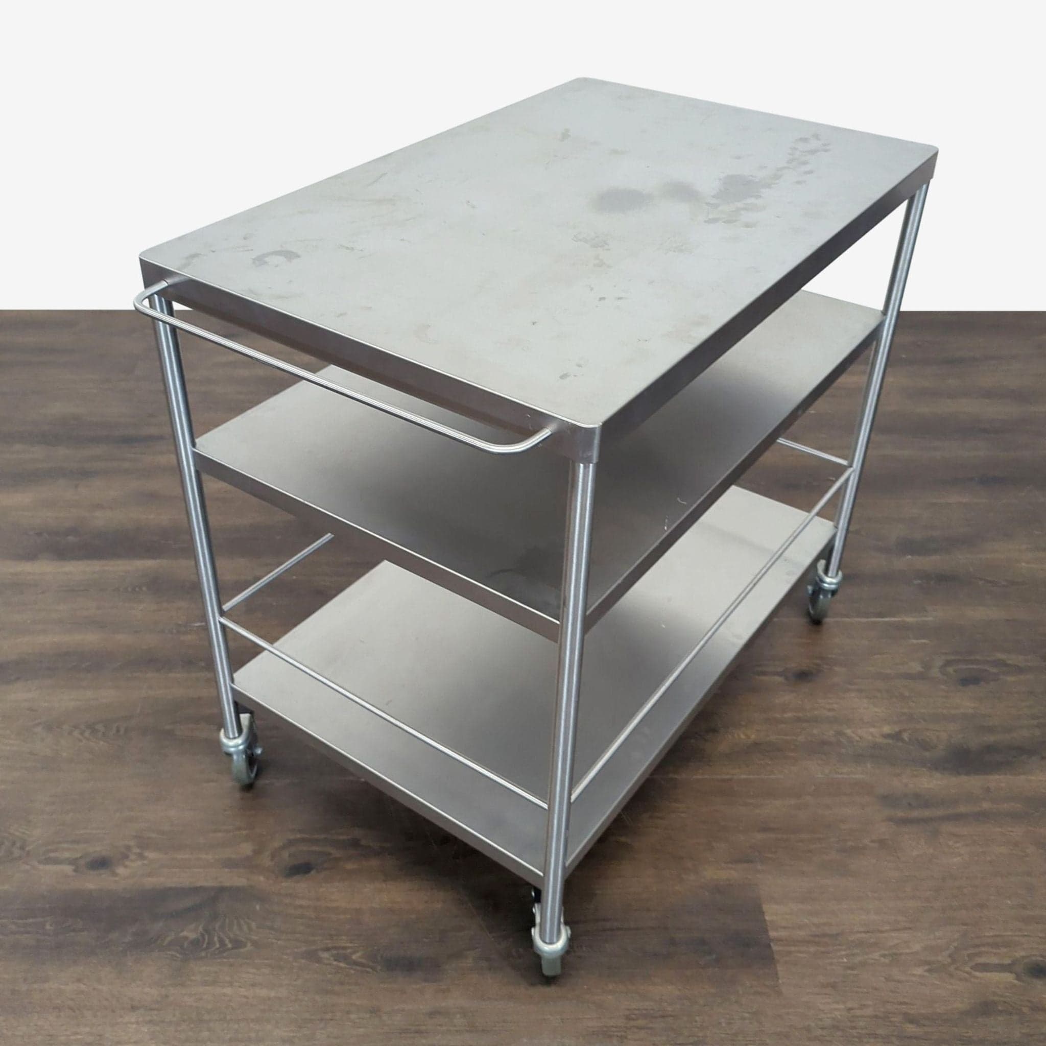 Stainless Steel Kitchen Utility Cart with Wheels and 3 Shelves - Thumbnail 2