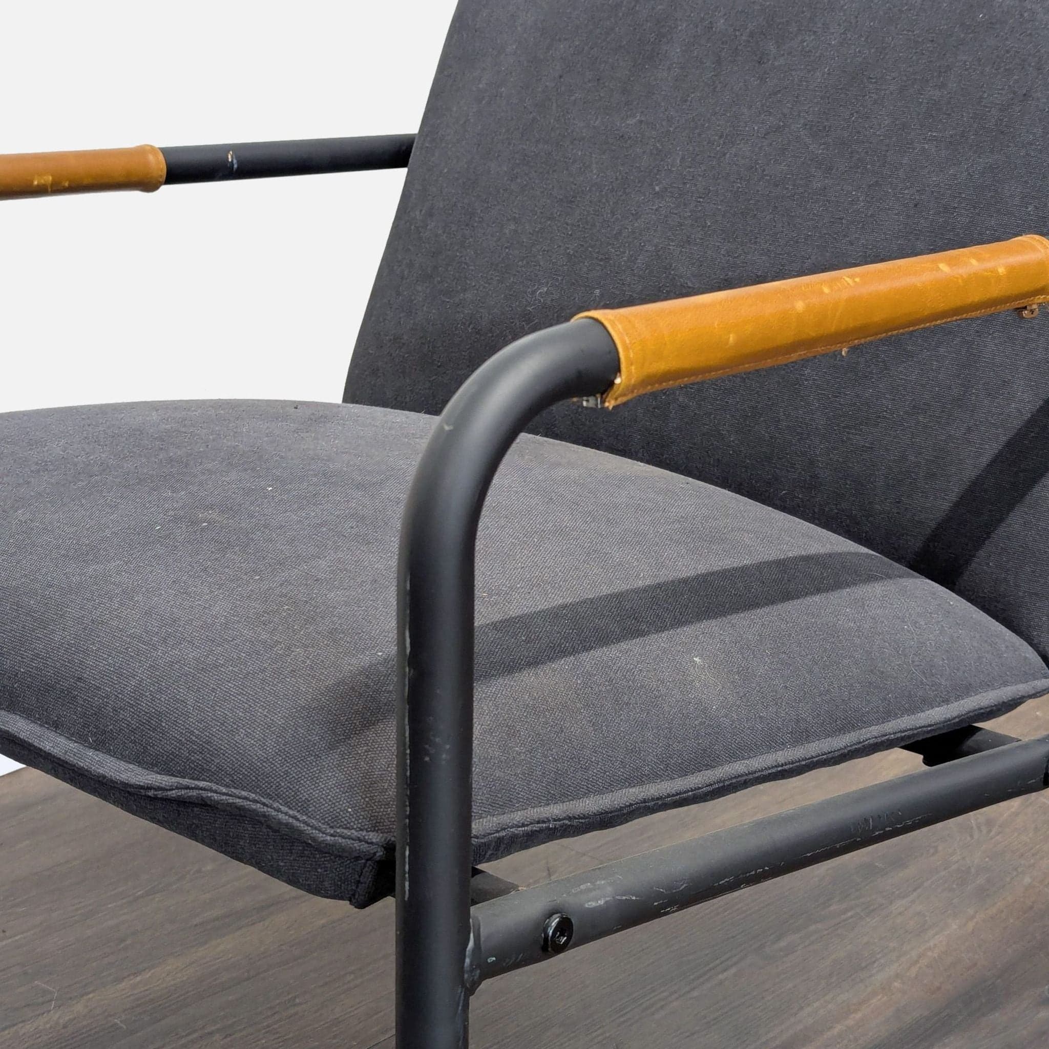 Sauder Boulevard Modern Black Lounge Chair with Metal Frame and Wood Accents - Thumbnail 5