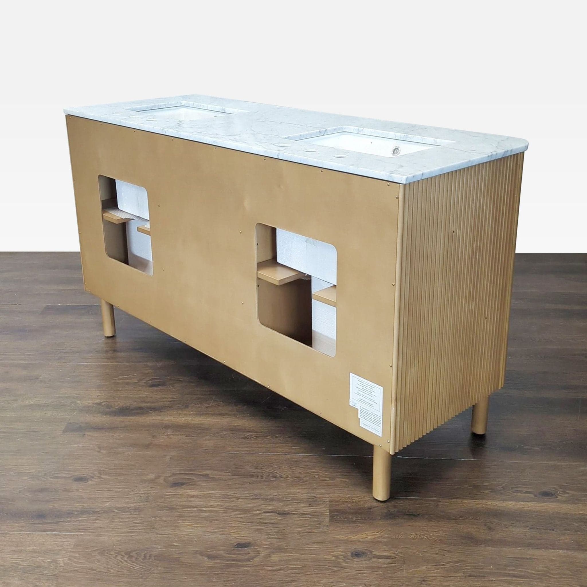 Highbury Furnishings Havana 60” Double Sink Vanity with Marble Top and Storage - Thumbnail 4
