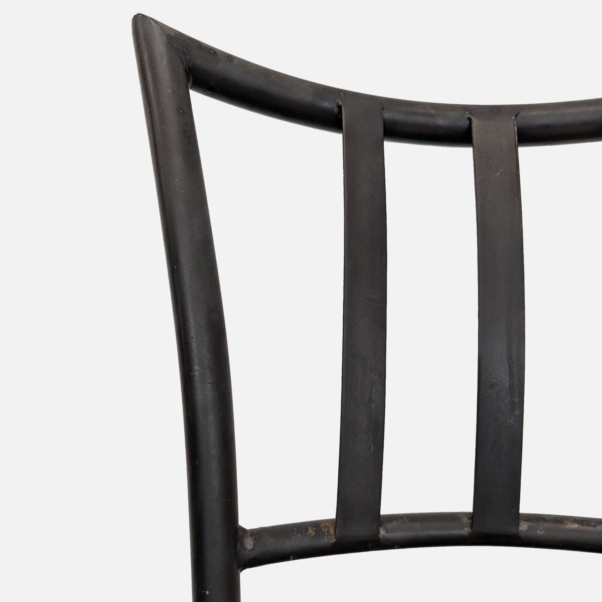 Metal Bar Stool with Cushioned Beige Seat and Black Frame - Thumbnail 4