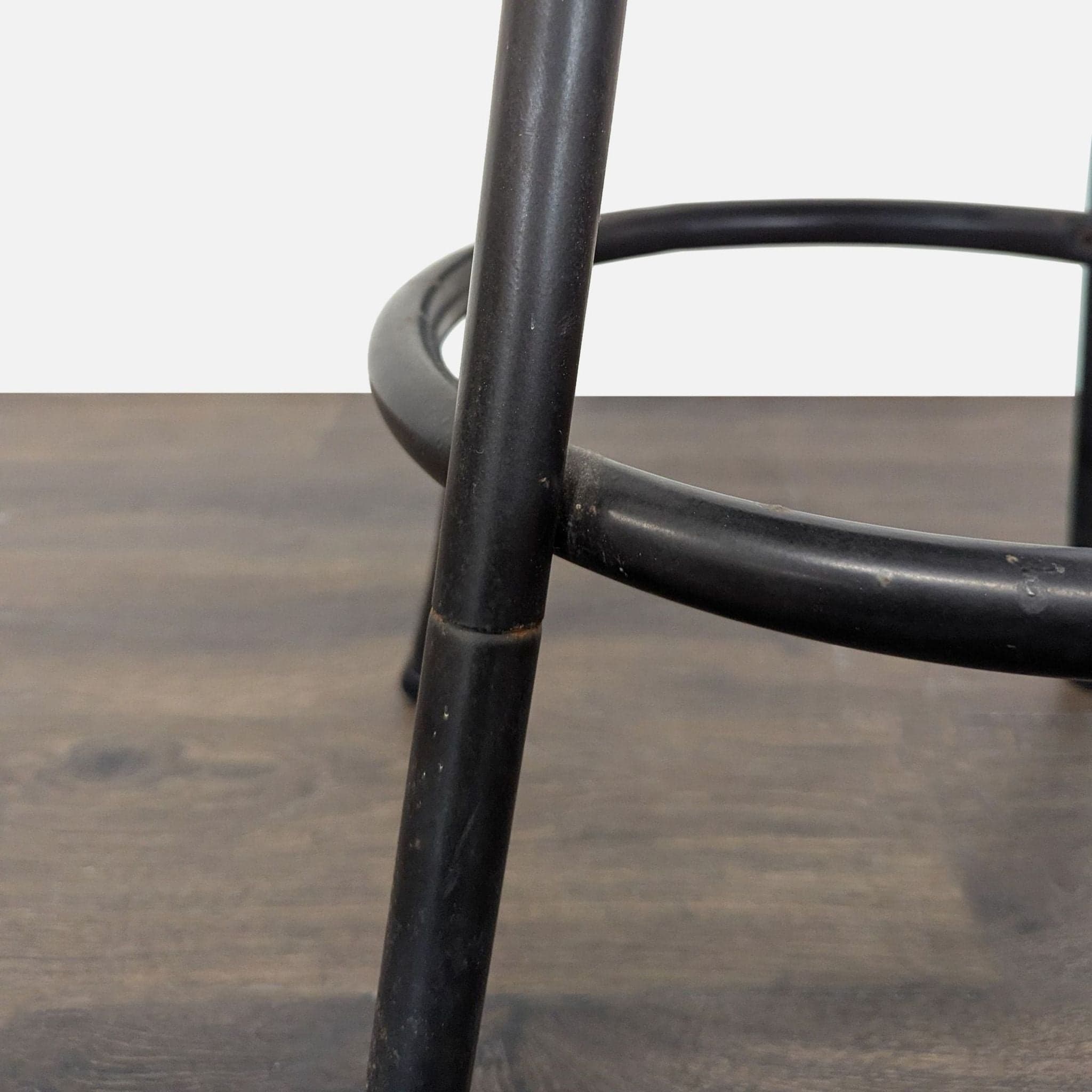 Metal Bar Stool with Cushioned Beige Seat and Black Frame - Thumbnail 5