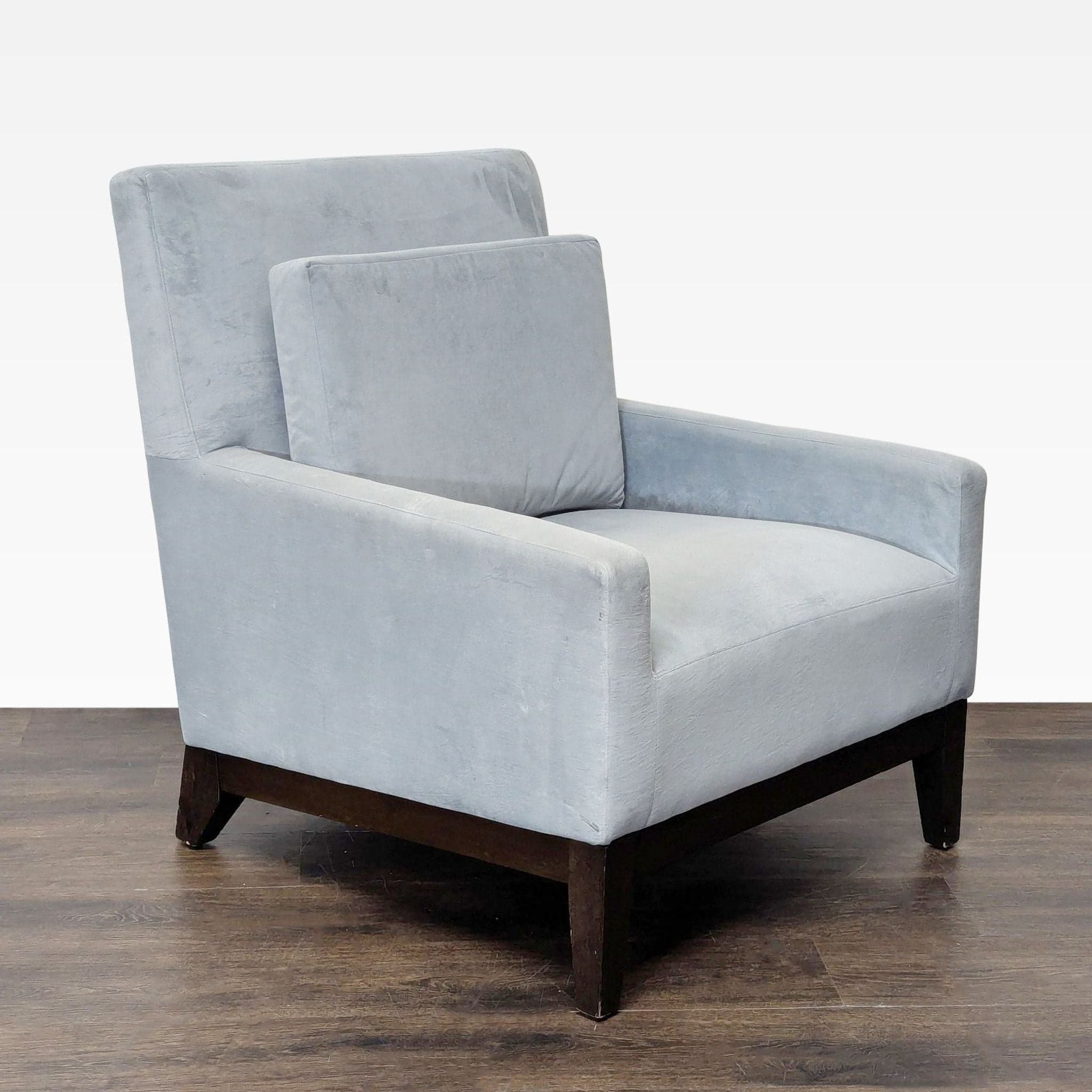 West Elm Gray Lounge Chair with Dark Wood Legs - Thumbnail 2