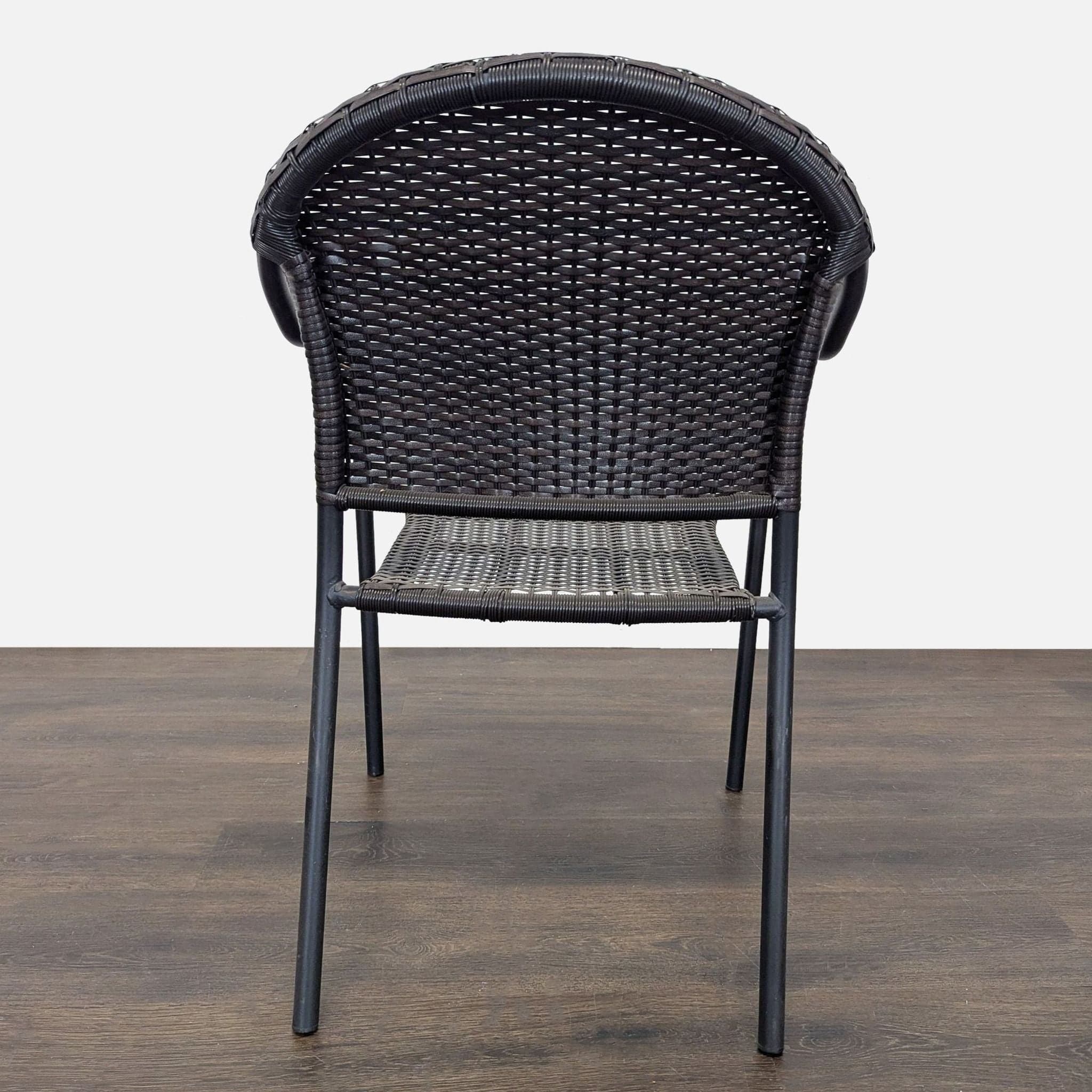Pelham Bay Set of 8 Woven Rattan and Metal Arm Chairs - Indoor/Outdoor Use - Thumbnail 9