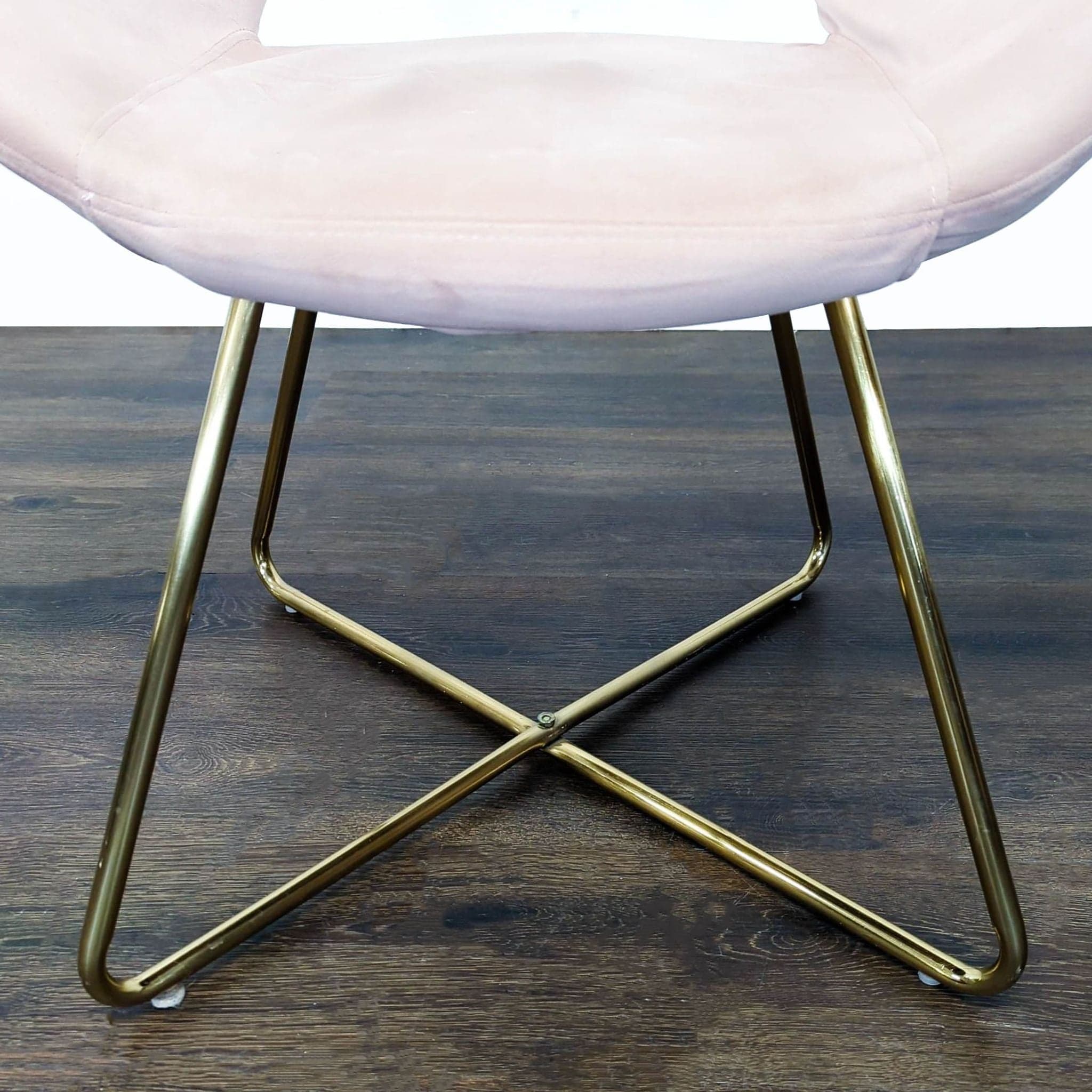 Modern Pink Velvet Lounge Chair with Gold Metal Legs - Thumbnail 4