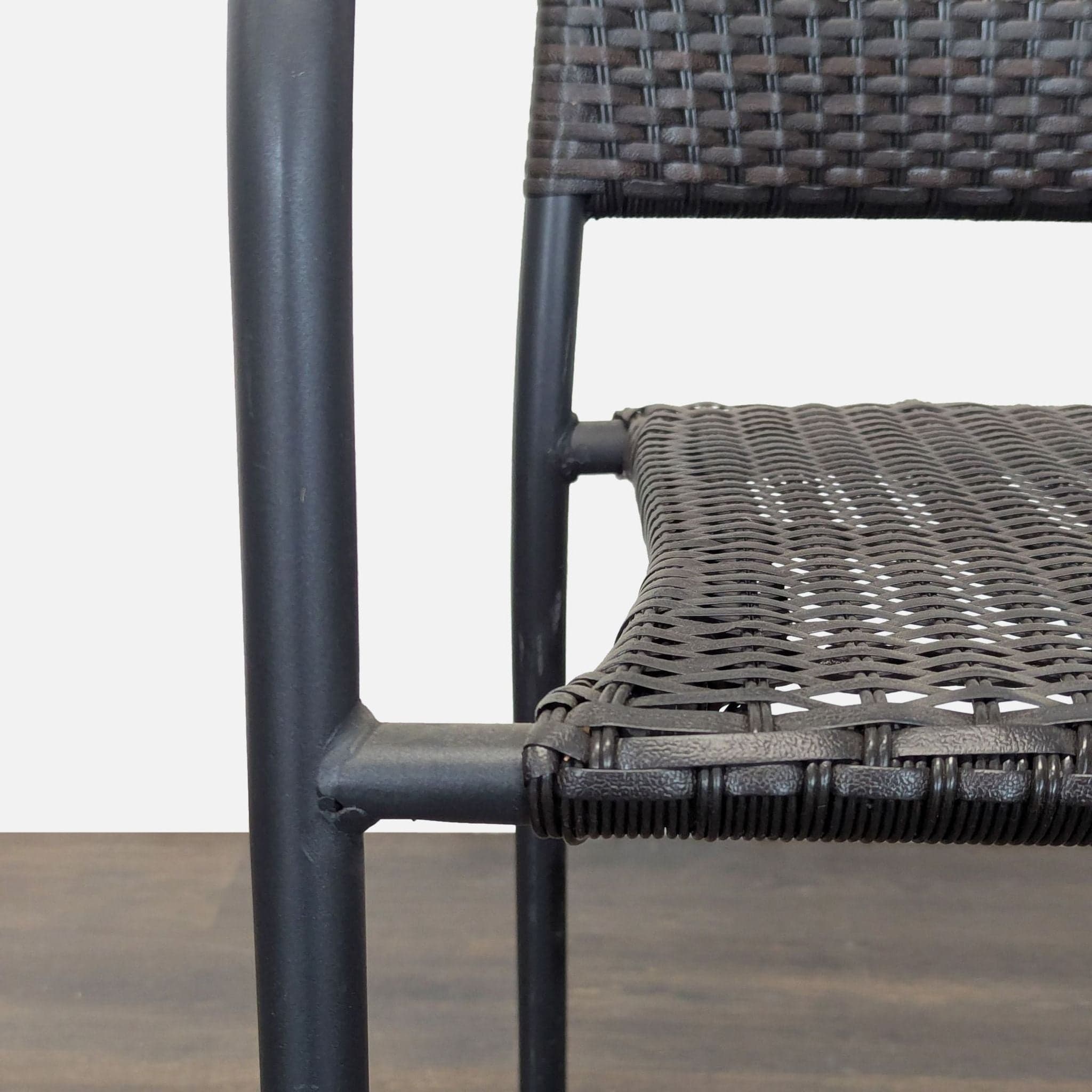 Pelham Bay Set of 8 Woven Rattan and Metal Arm Chairs - Indoor/Outdoor Use - Thumbnail 5