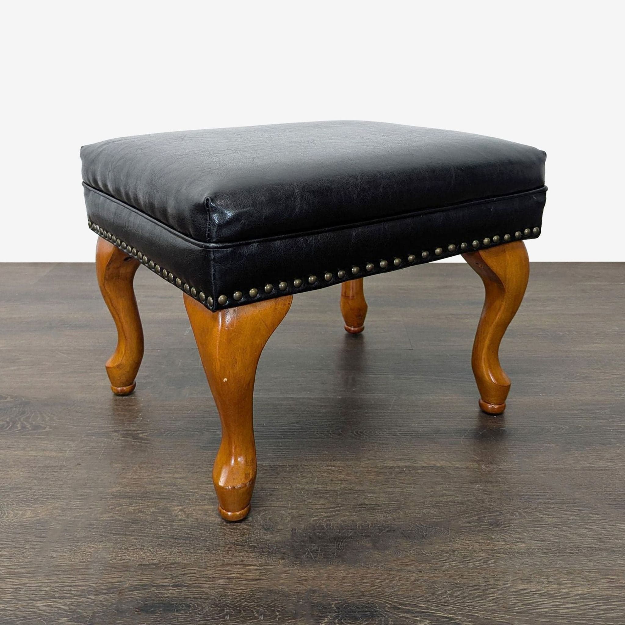 Coaster Lounge Wingback Chair & Ottoman Set in Black Leather with Wood Legs - Thumbnail 15
