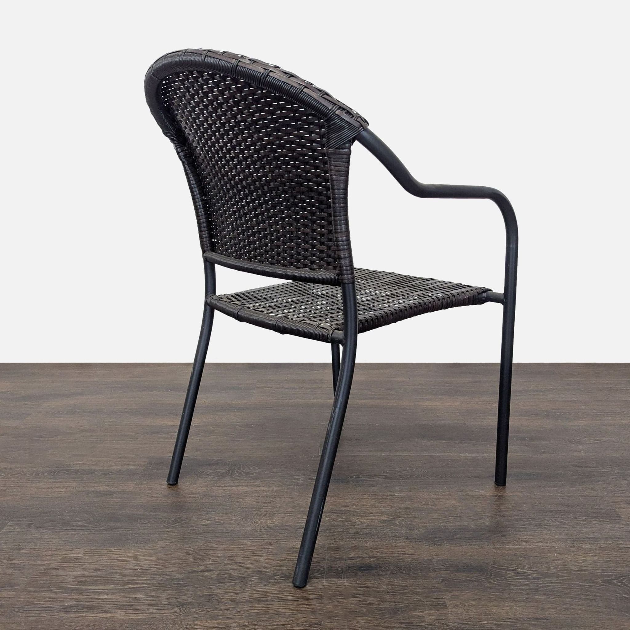Pelham Bay Set of 8 Woven Rattan and Metal Arm Chairs - Indoor/Outdoor Use - Thumbnail 8