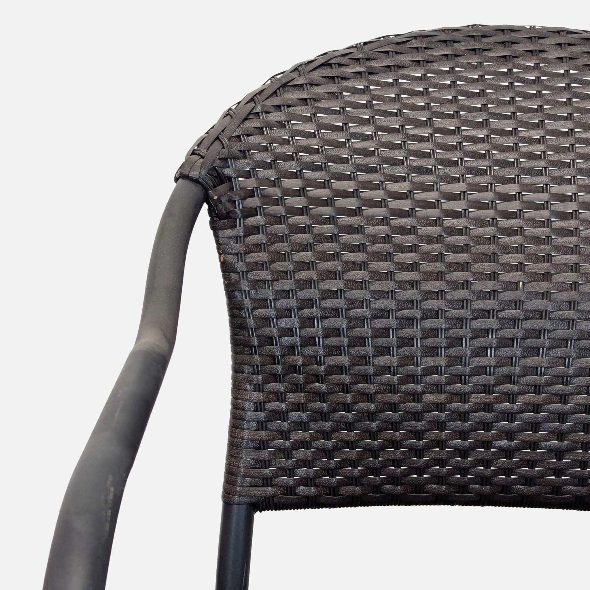 Pelham Bay Set of 8 Woven Rattan and Metal Arm Chairs - Indoor/Outdoor Use - Thumbnail 4
