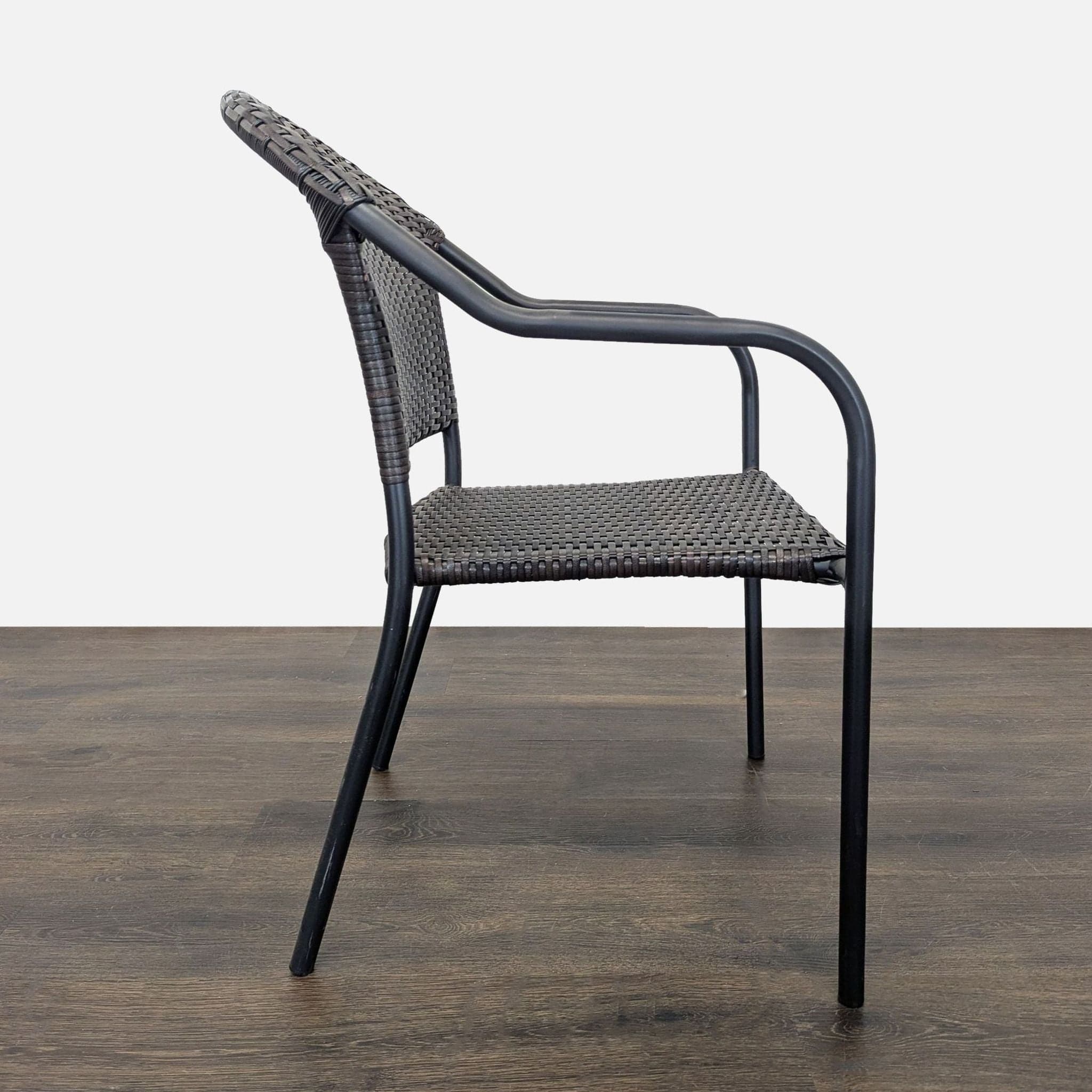 Pelham Bay Set of 8 Woven Rattan and Metal Arm Chairs - Indoor/Outdoor Use - Thumbnail 7