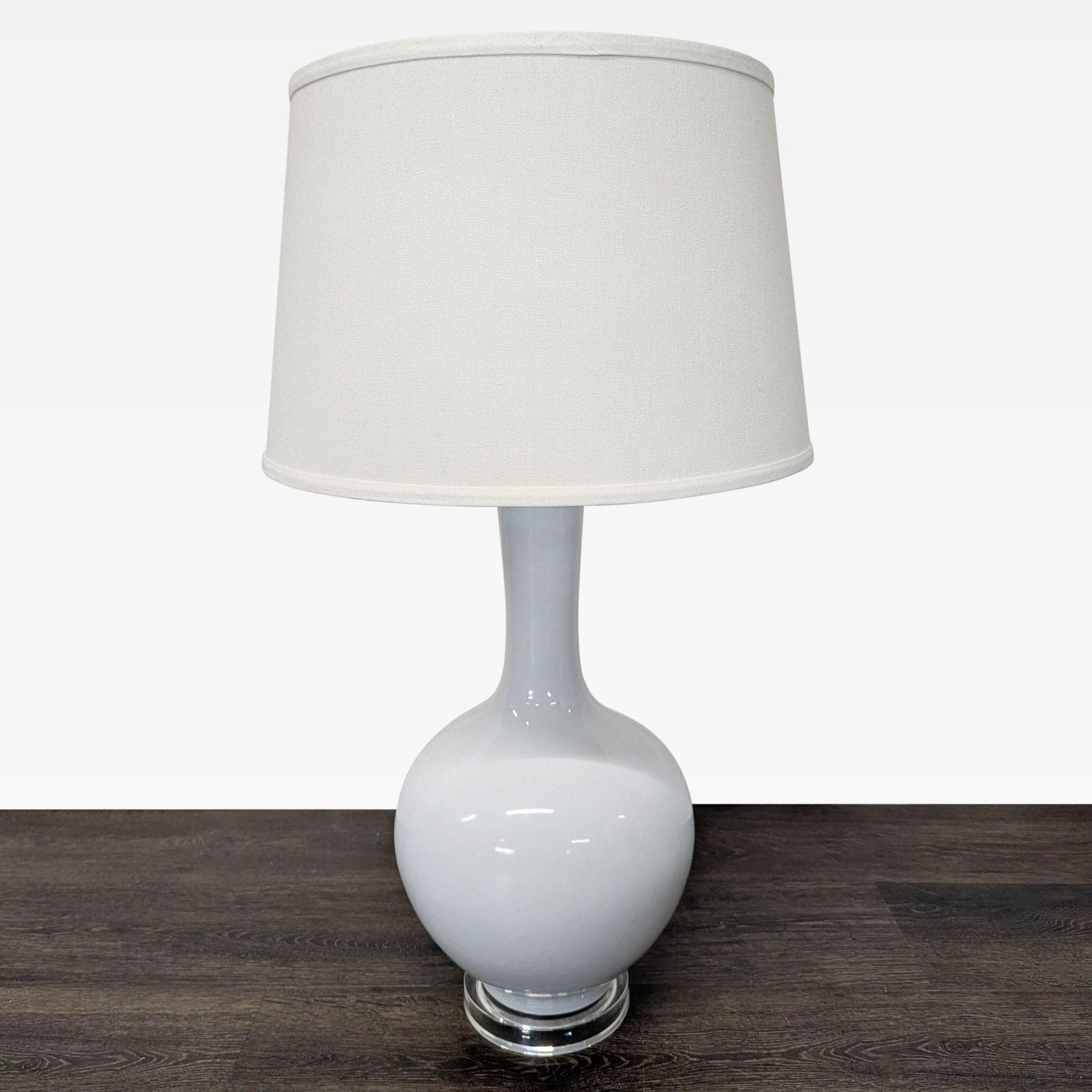 Safavieh Blanche Set of 2 Modern White Ceramic Table Lamps with Drum Shades - Thumbnail 2