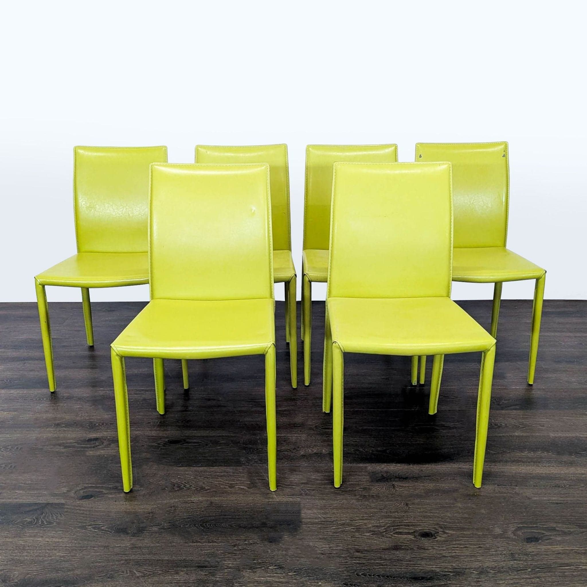 Set of Six Leather Dining Chairs - Image 1