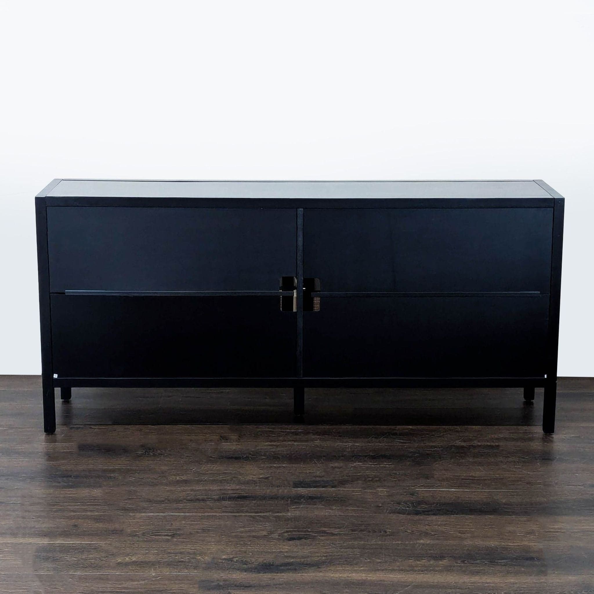 Wood Media Console with Rattan Covered Cabinet Doors - Thumbnail 5