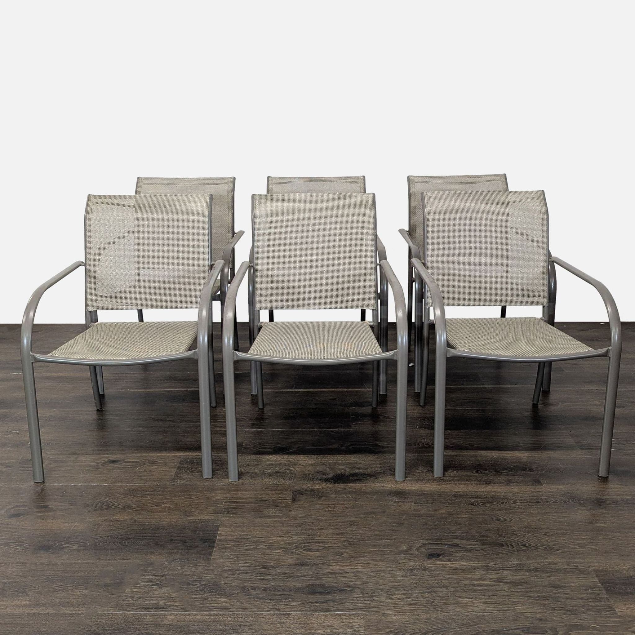 Set of 6 Modern Outdoor Chairs with Armrests - Image 1