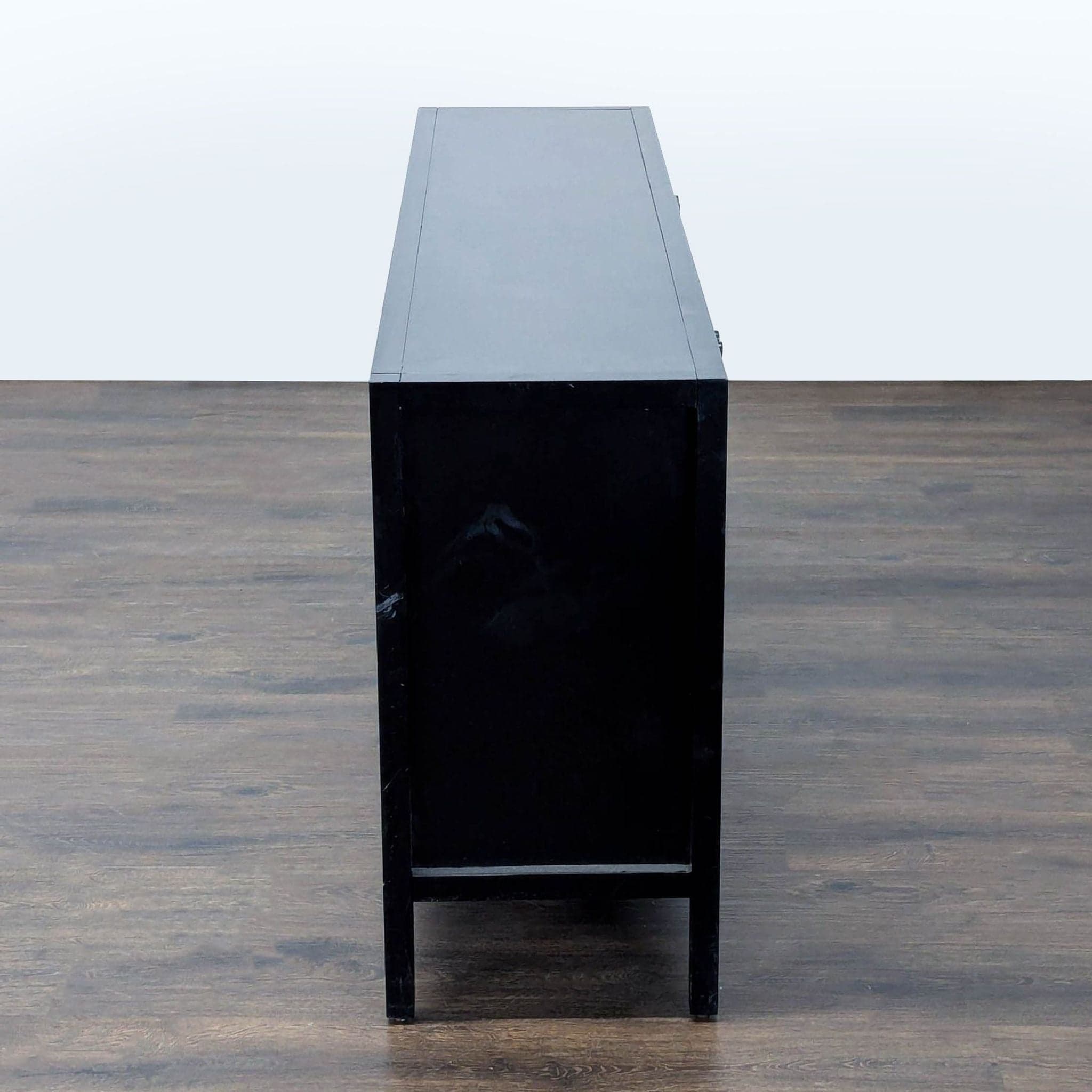 Wood Media Console with Rattan Covered Cabinet Doors - Thumbnail 4