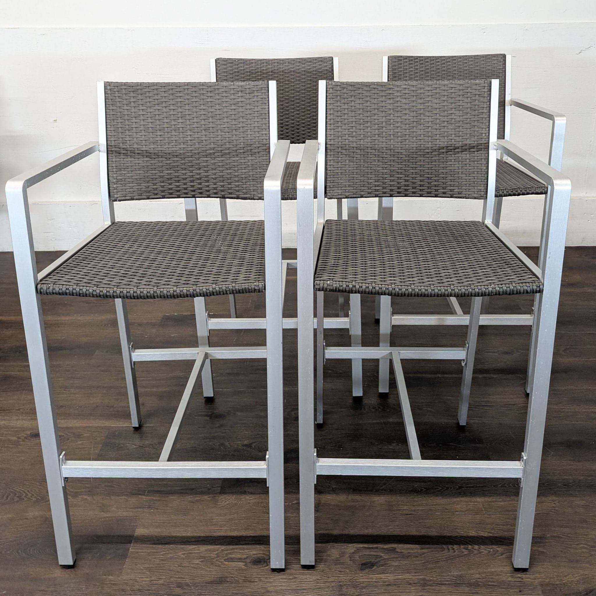 Christopher Knight Home Cape Coral Set of 4 Modern Wicker Bar Stools with Metal Frame - Image 1