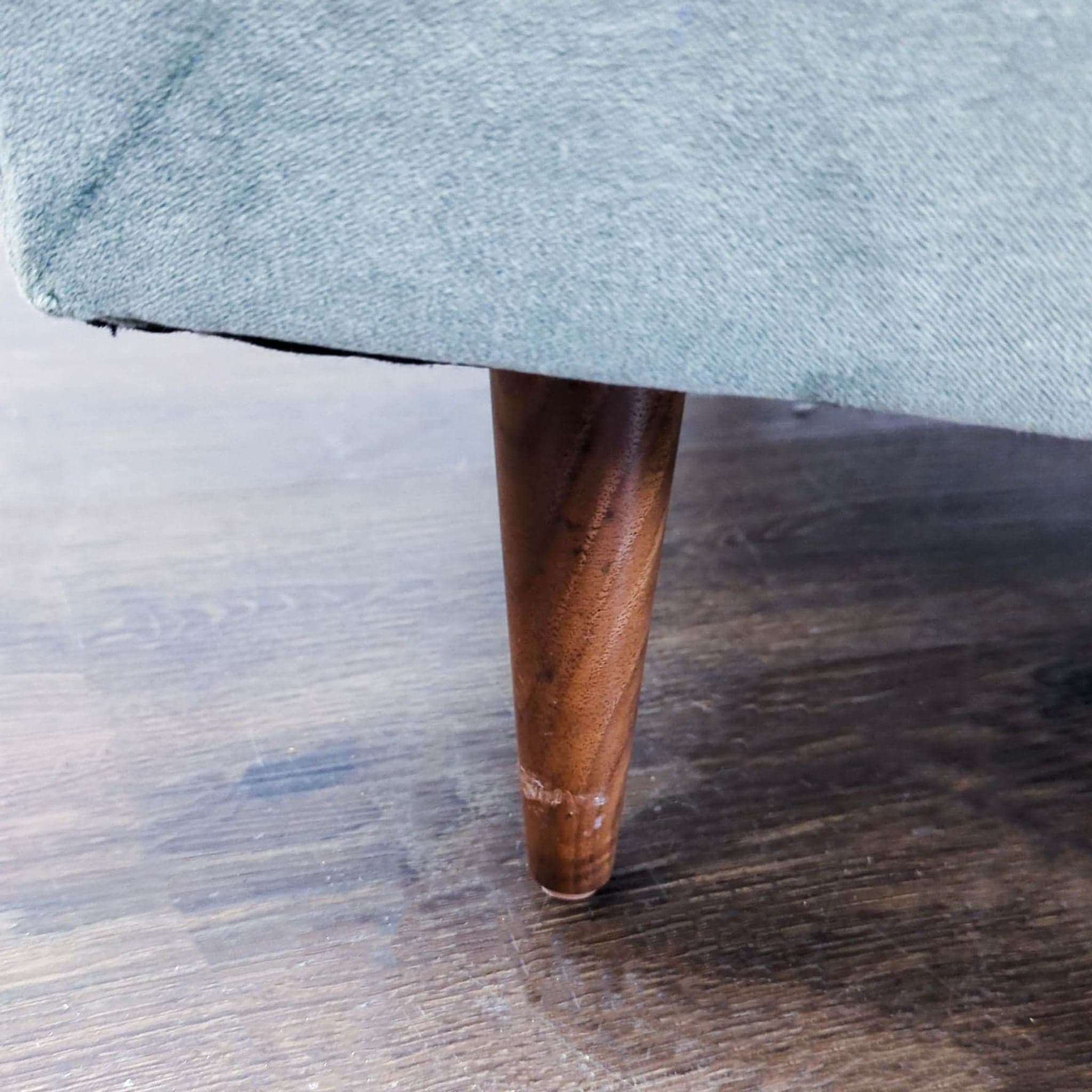 Modern Light Blue Velvet Lounge Chair with Wooden Legs - Thumbnail 4