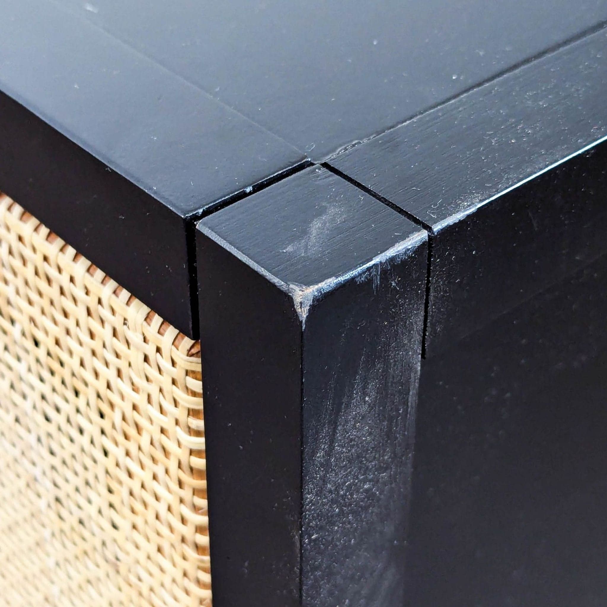 Wood Media Console with Rattan Covered Cabinet Doors - Thumbnail 7