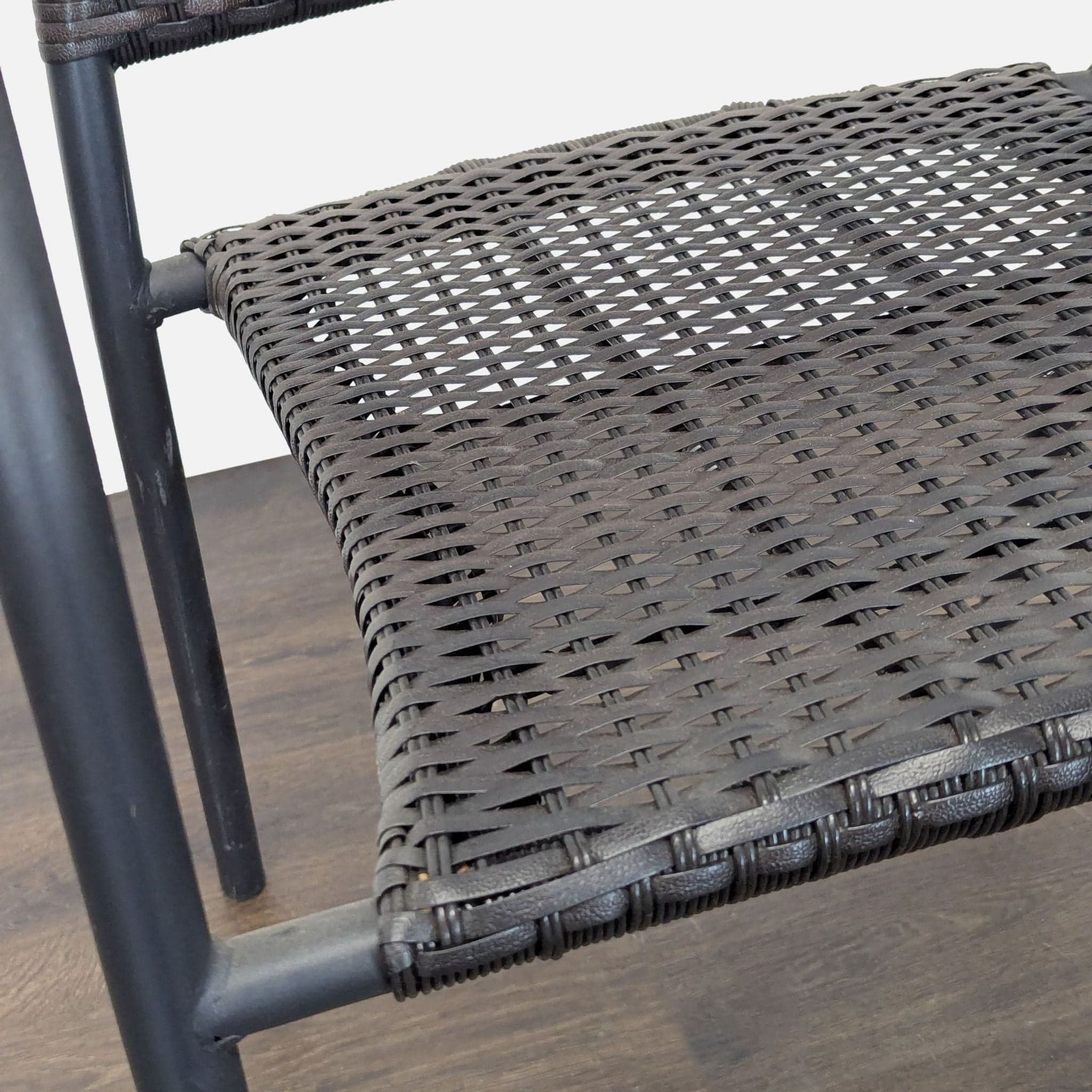 Pelham Bay Set of 8 Woven Rattan and Metal Arm Chairs - Indoor/Outdoor Use - Thumbnail 3