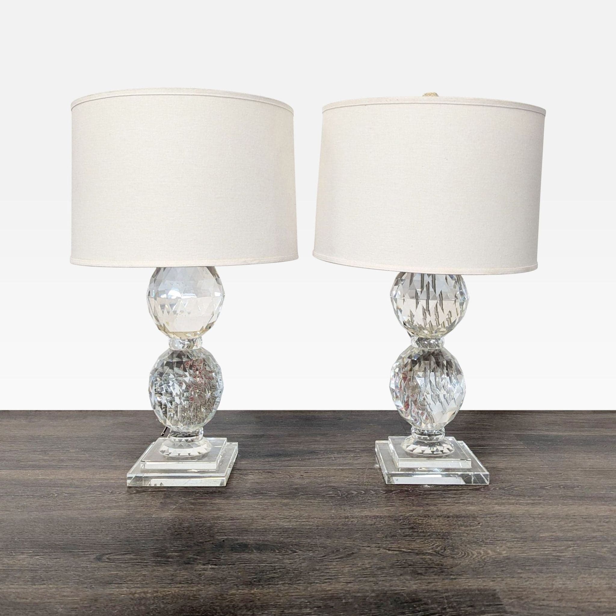 Pottery Barn Carlotta Crystal Table Lamps - Set of 2 with White Shades - Image 1
