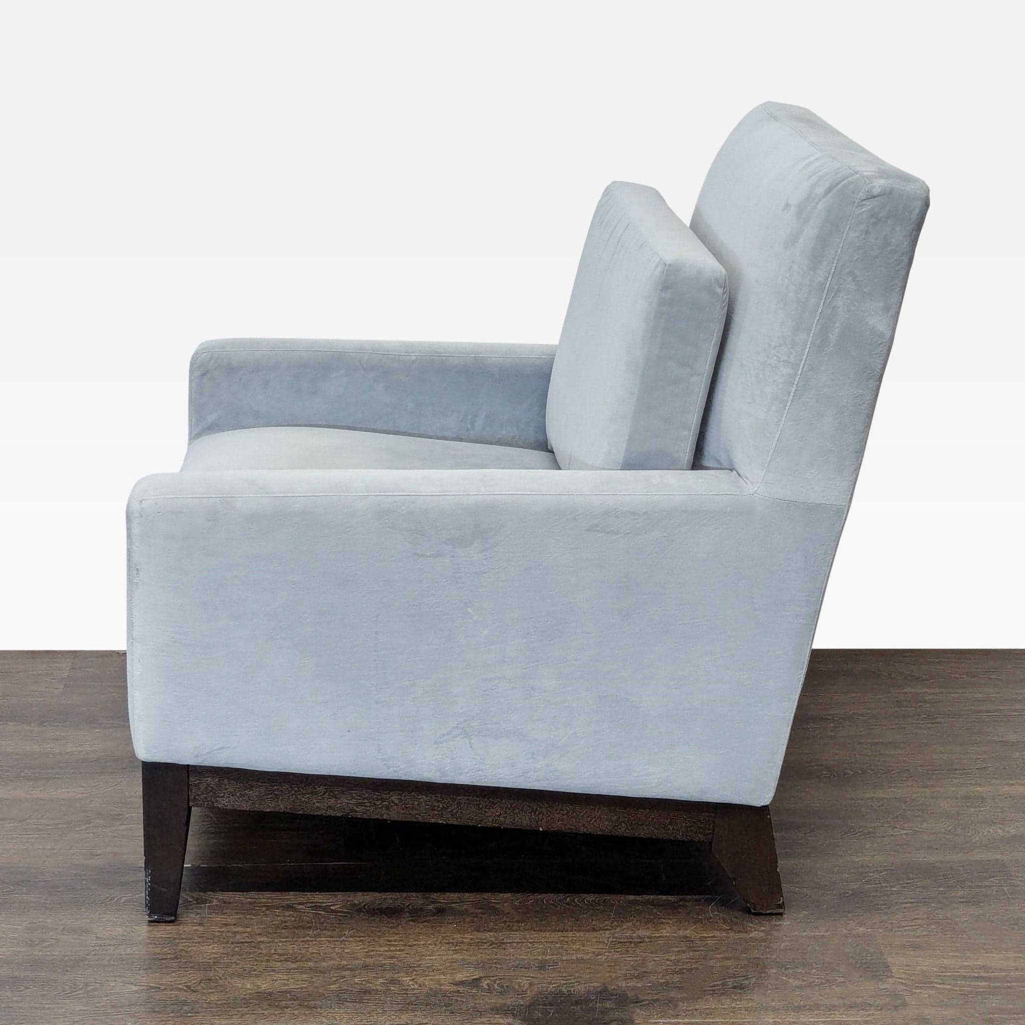 West Elm Gray Lounge Chair with Dark Wood Legs - Thumbnail 7