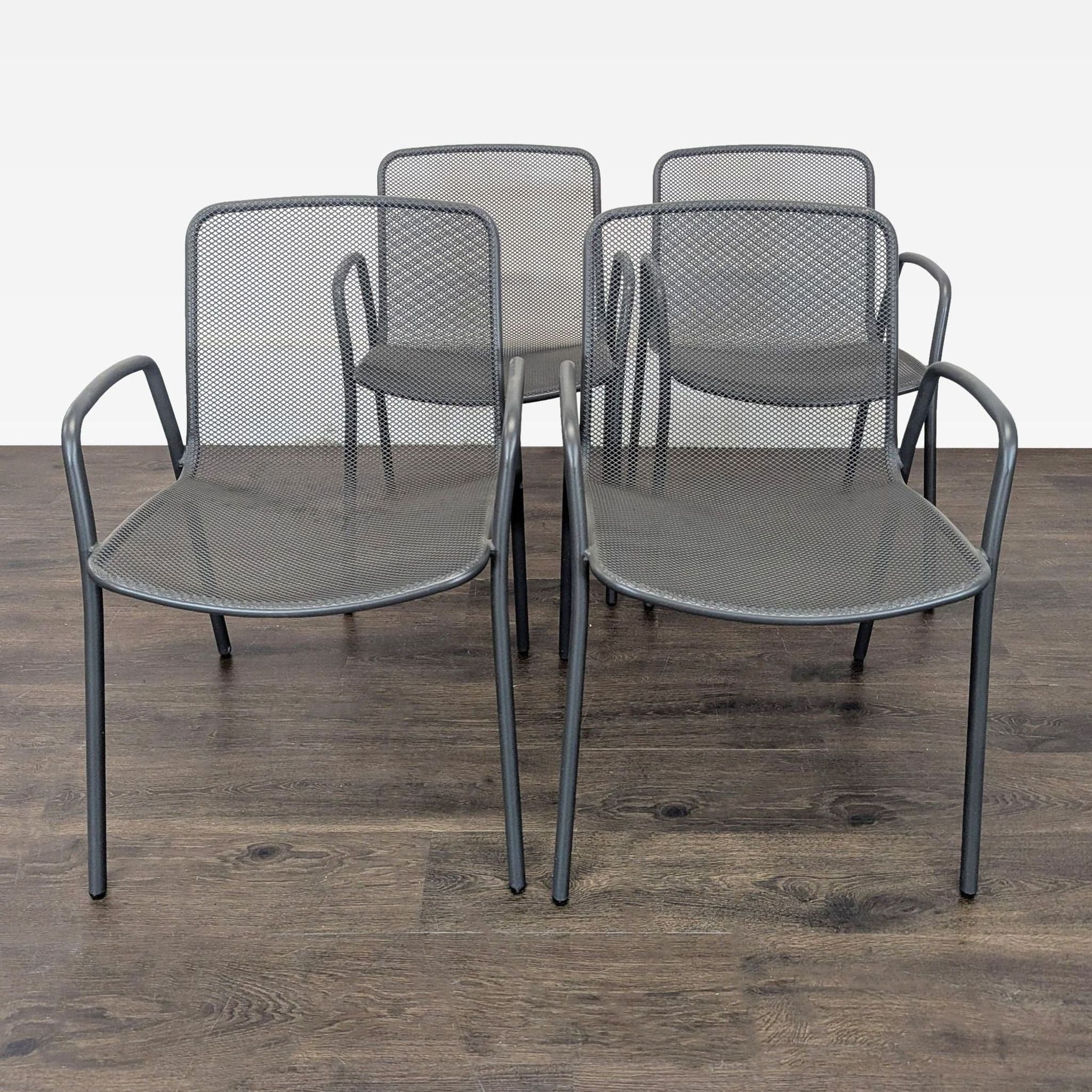 Room & Board Aruba Set of 4 Metal Mesh Armchairs - Image 1