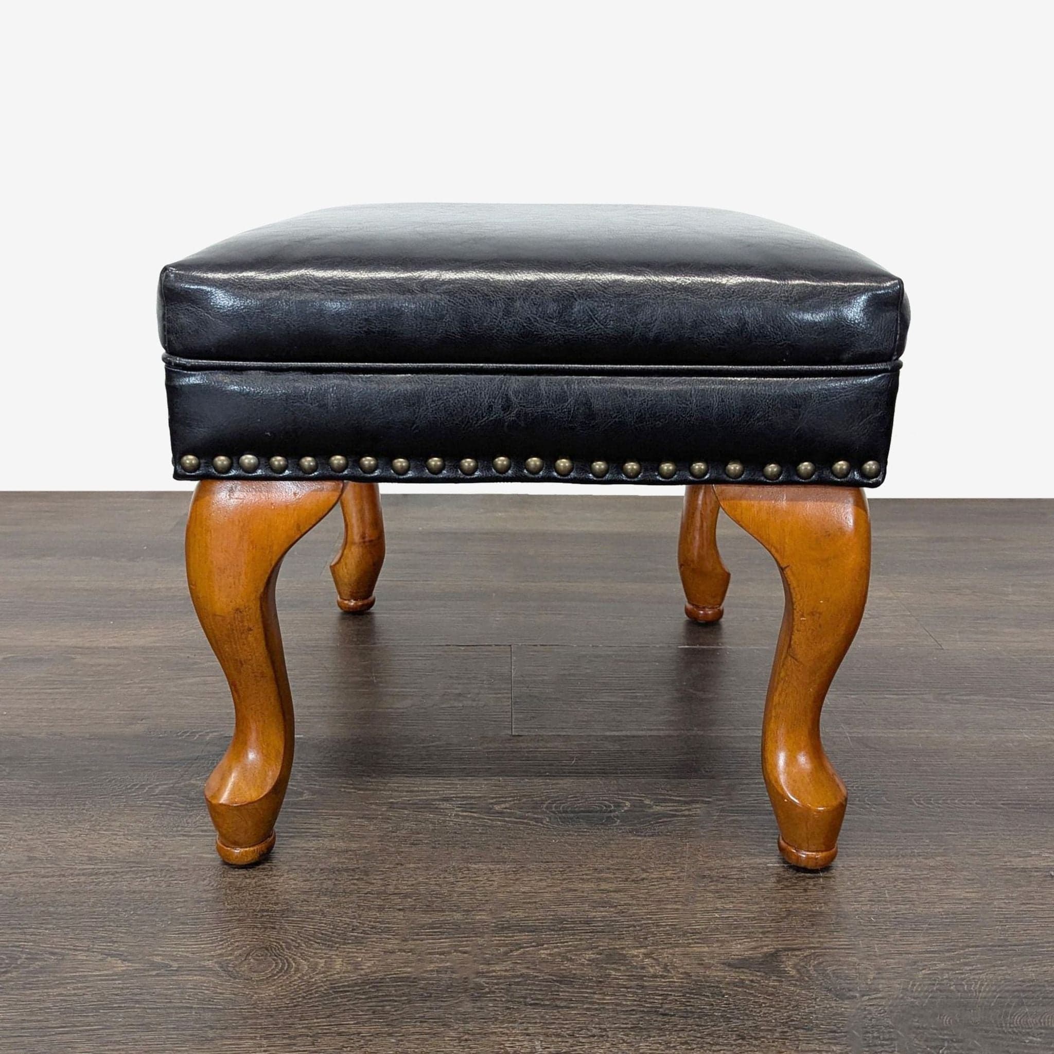 Coaster Lounge Wingback Chair & Ottoman Set in Black Leather with Wood Legs - Thumbnail 14