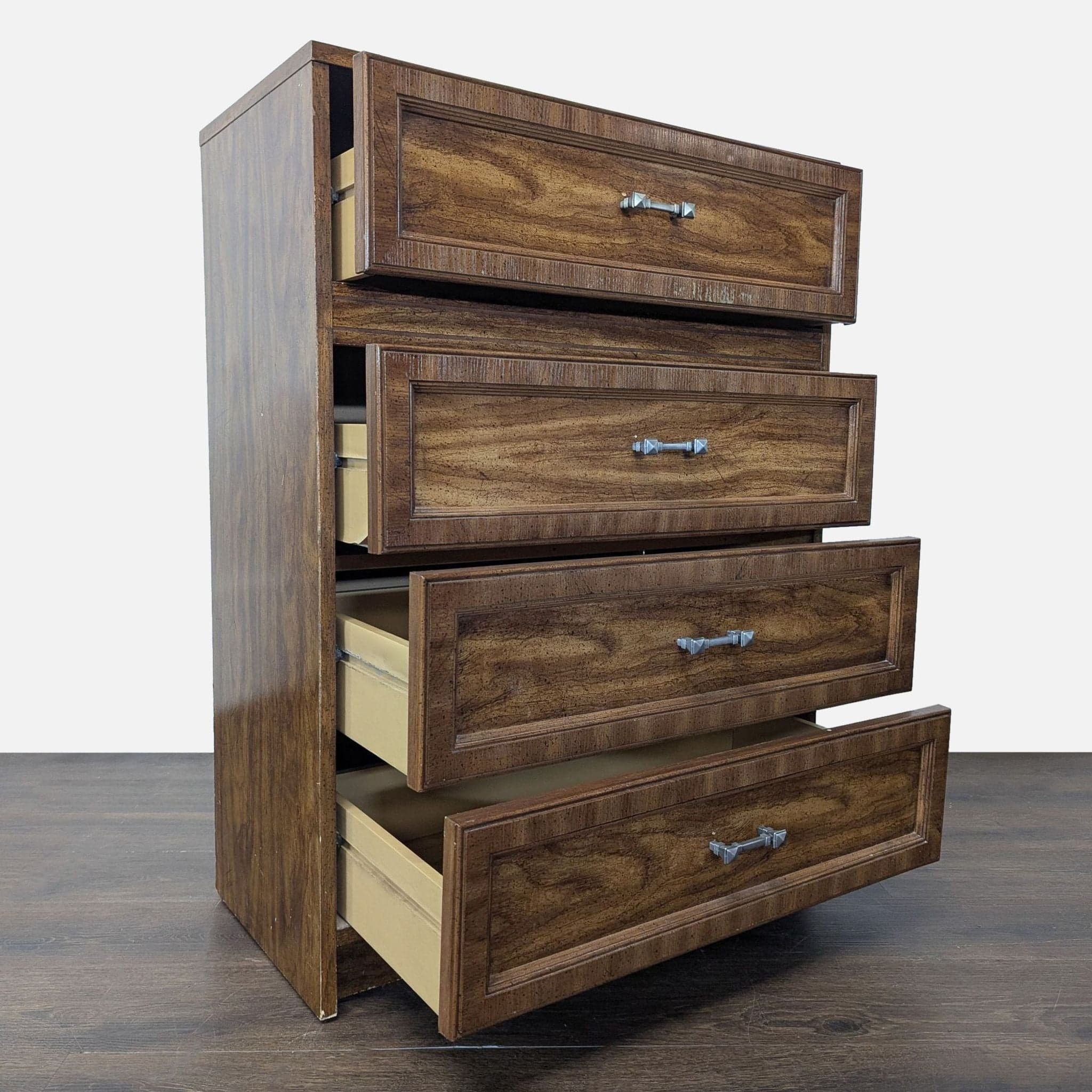 Classic 4-Drawer Wood Dresser with Silver Handles - Thumbnail 2