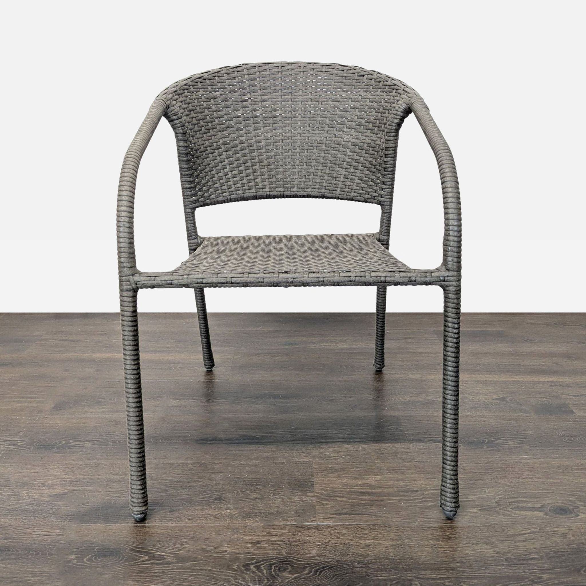 Set of 4 Woven Stackable Patio Chairs - Thumbnail 2