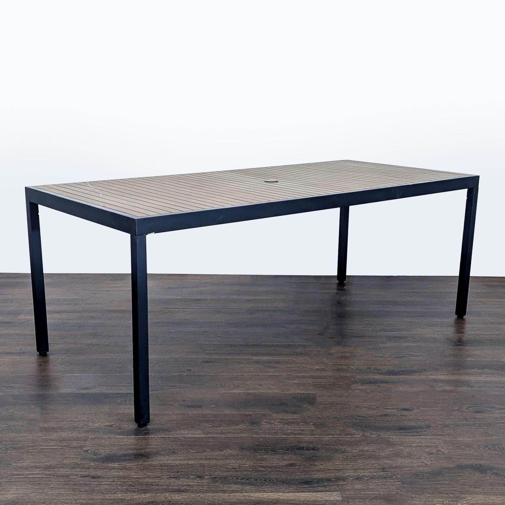 Crate & Barrel Alfresco Modern Outdoor Dining Table with Slatted Top - Thumbnail 2