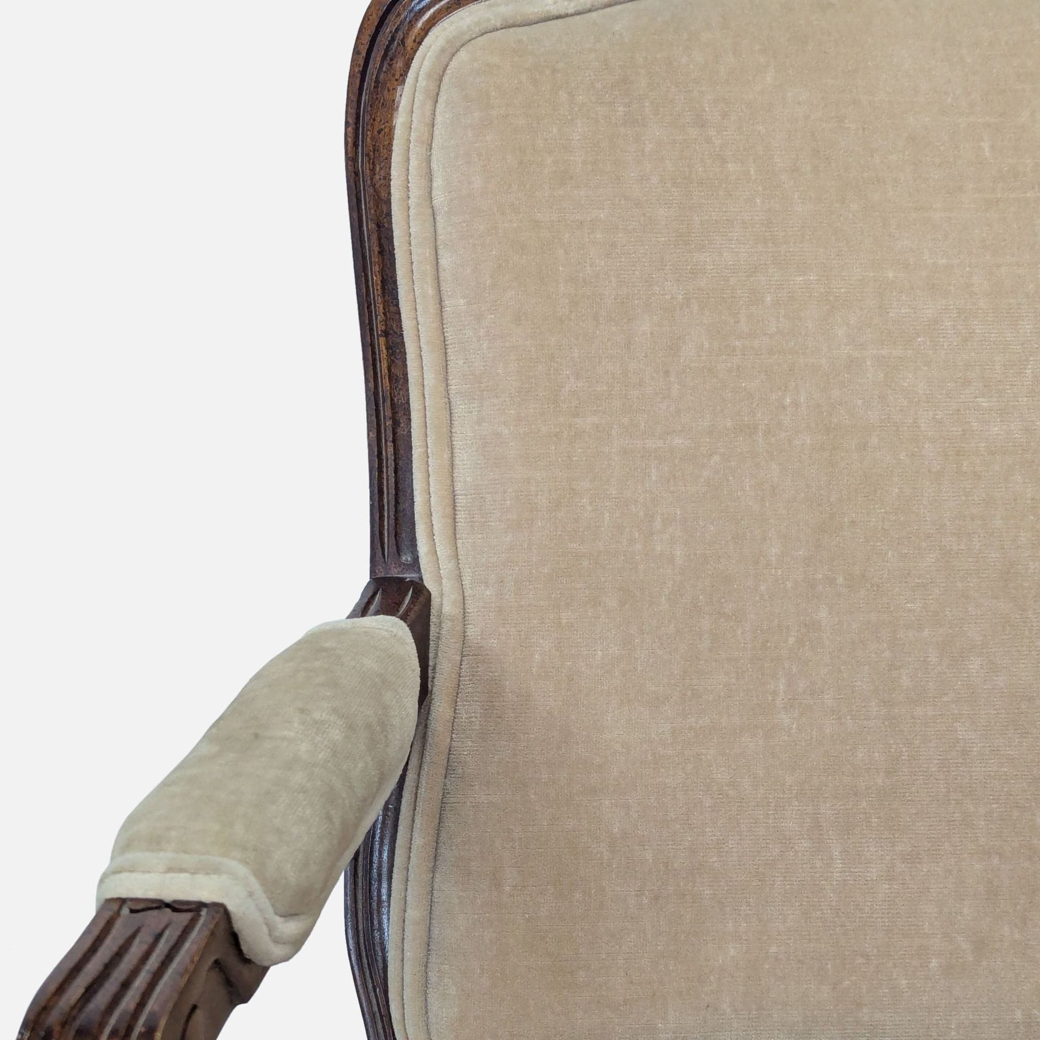 Louis XV Style Carved Wood Velvet Fauteuil Armchair - Thumbnail 6