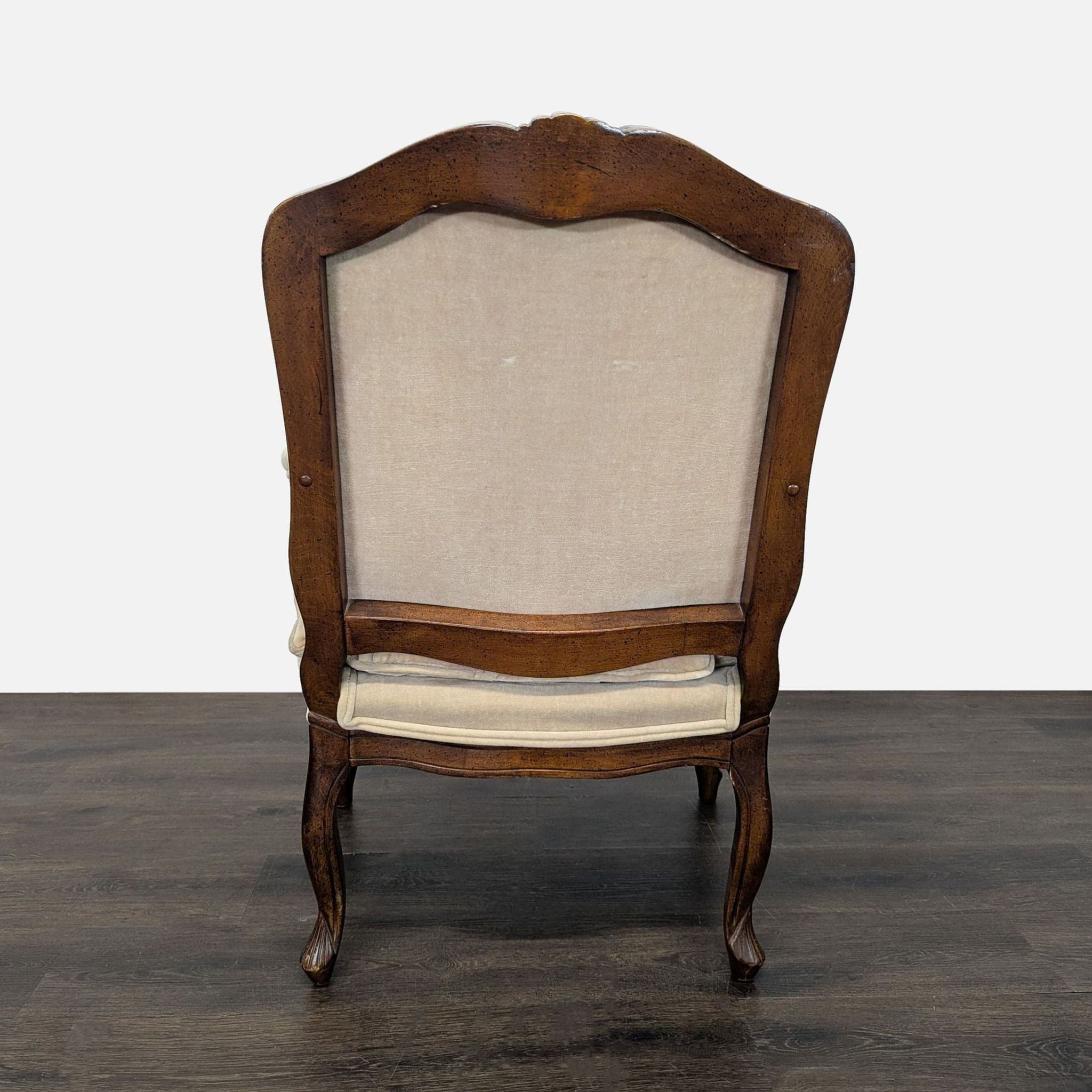 Louis XV Style Carved Wood Velvet Fauteuil Armchair - Thumbnail 3