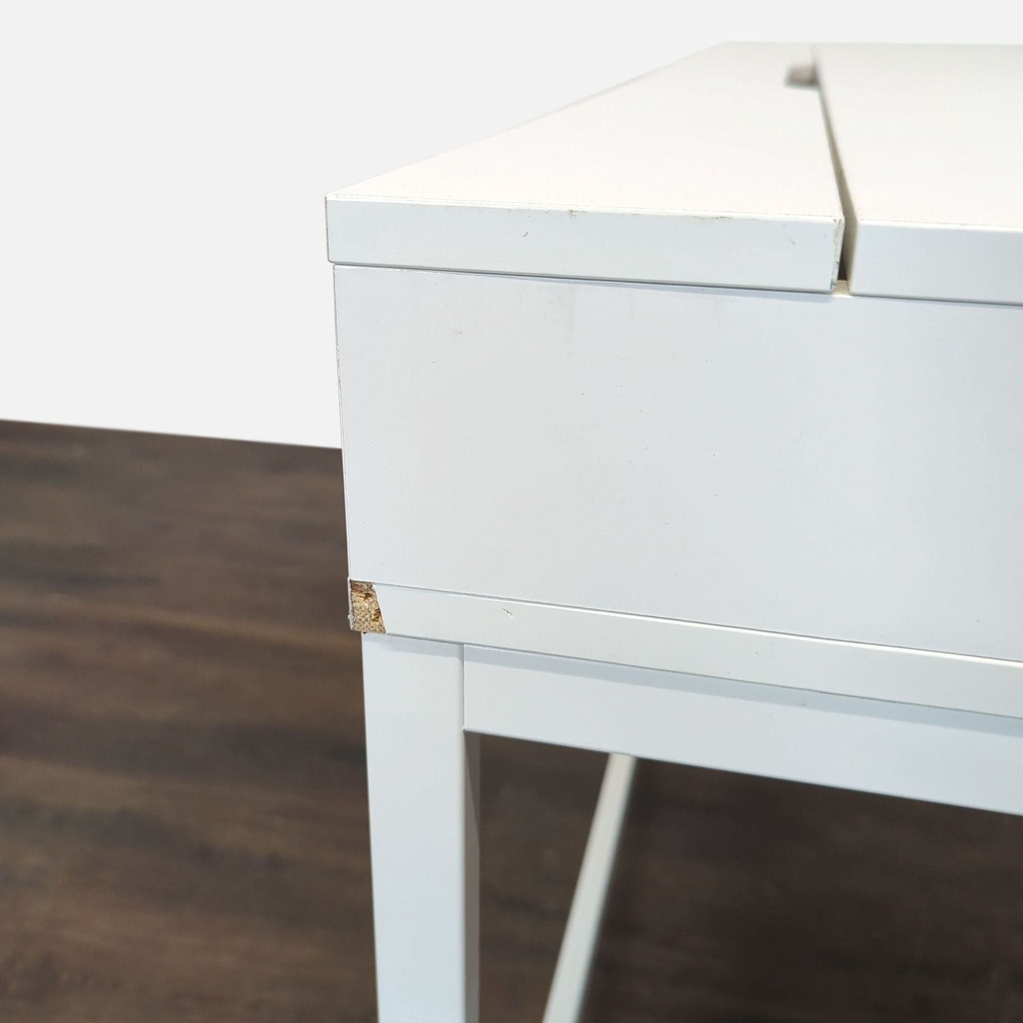 Modern White Desk with Two Drawers and Hidden Storage - Thumbnail 3