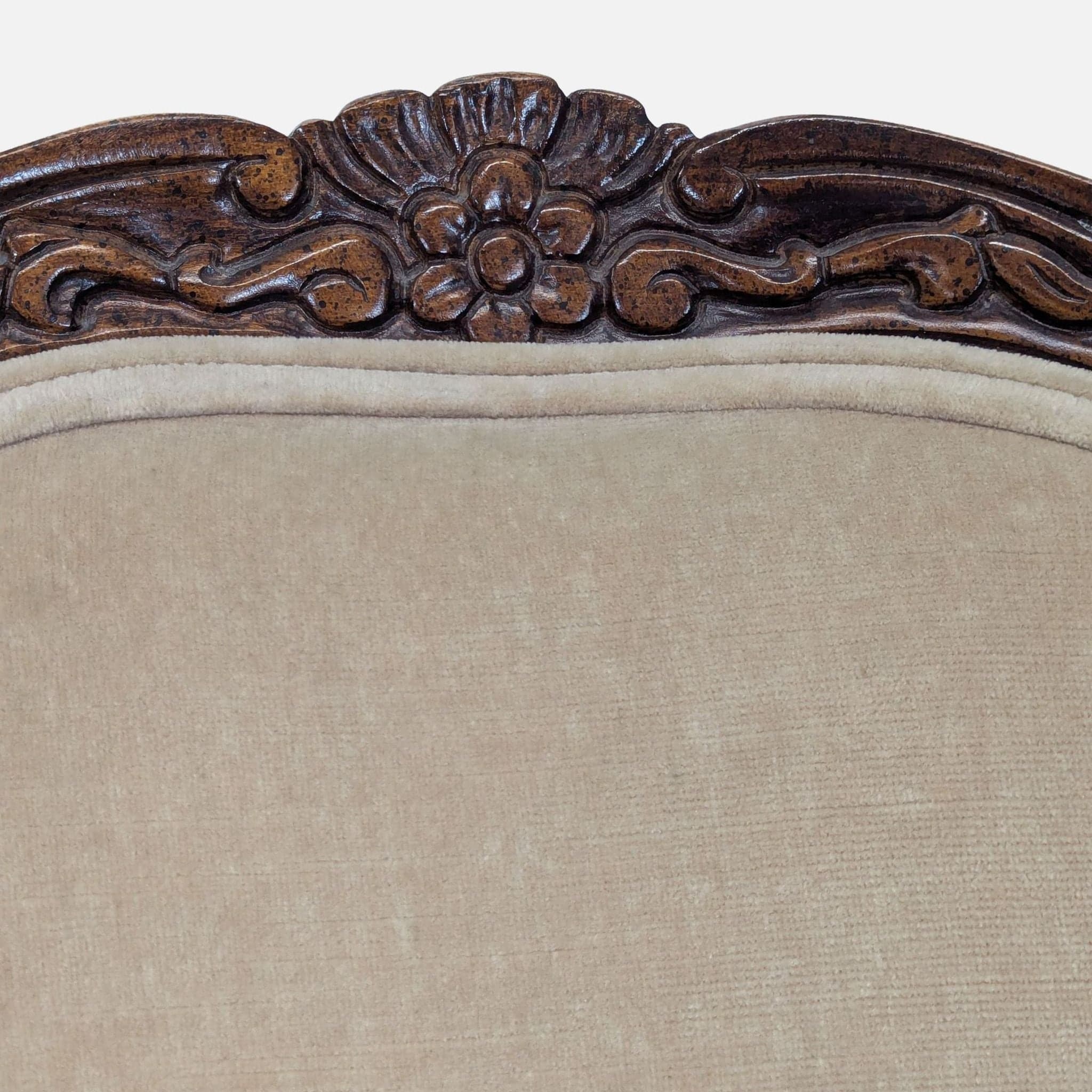 Louis XV Style Carved Wood Velvet Fauteuil Armchair - Thumbnail 5