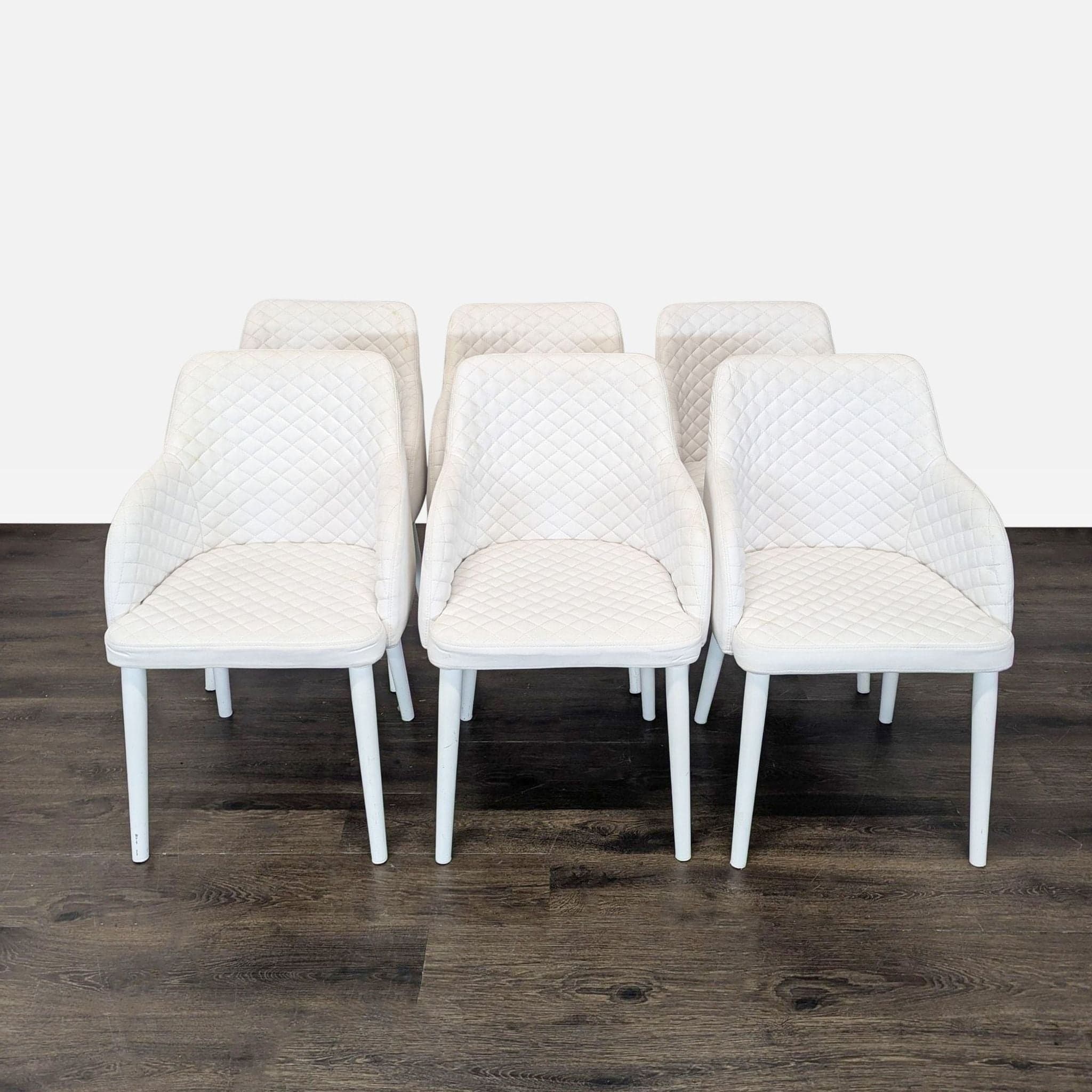 Set of Six Moe's Home Collection Quilted Dining Armchairs - Image 1
